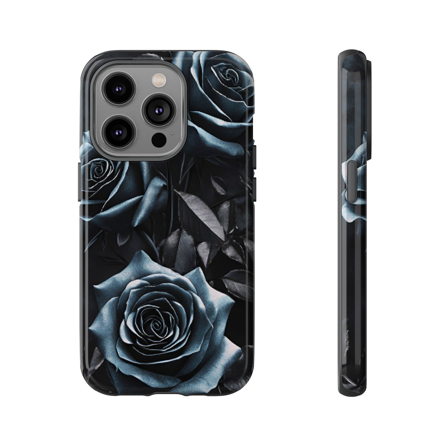 Black and Blue Roses Phone Case - Dark and Moody Gothic Flower Phone Cases - iPhone 16 15 14 13 12 11, Samsung Galaxy & Google Pixel Phone Covers