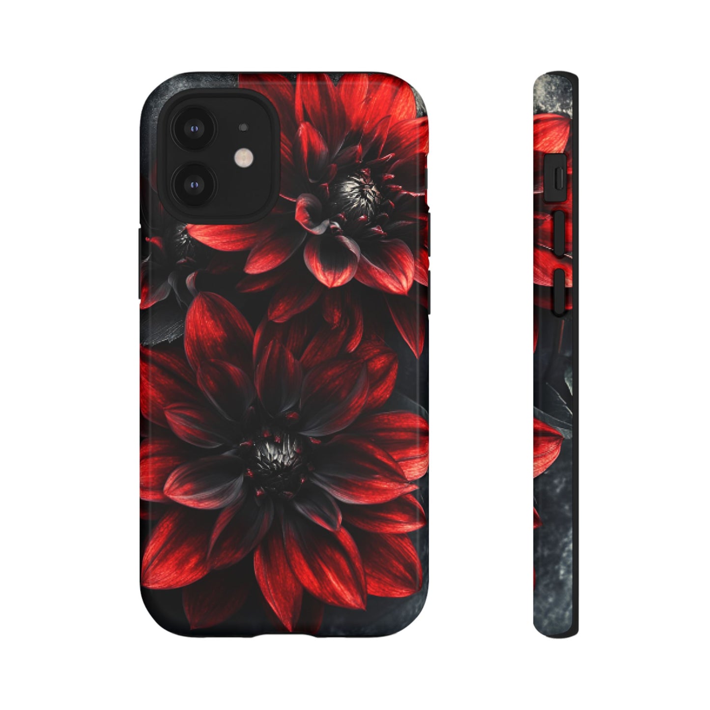 Black and Red Flower Phone Case - Gothic Dark Floral Phone Cases for iPhone 16 15 14 13 12 11, Samsung Galaxy & Google Pixel