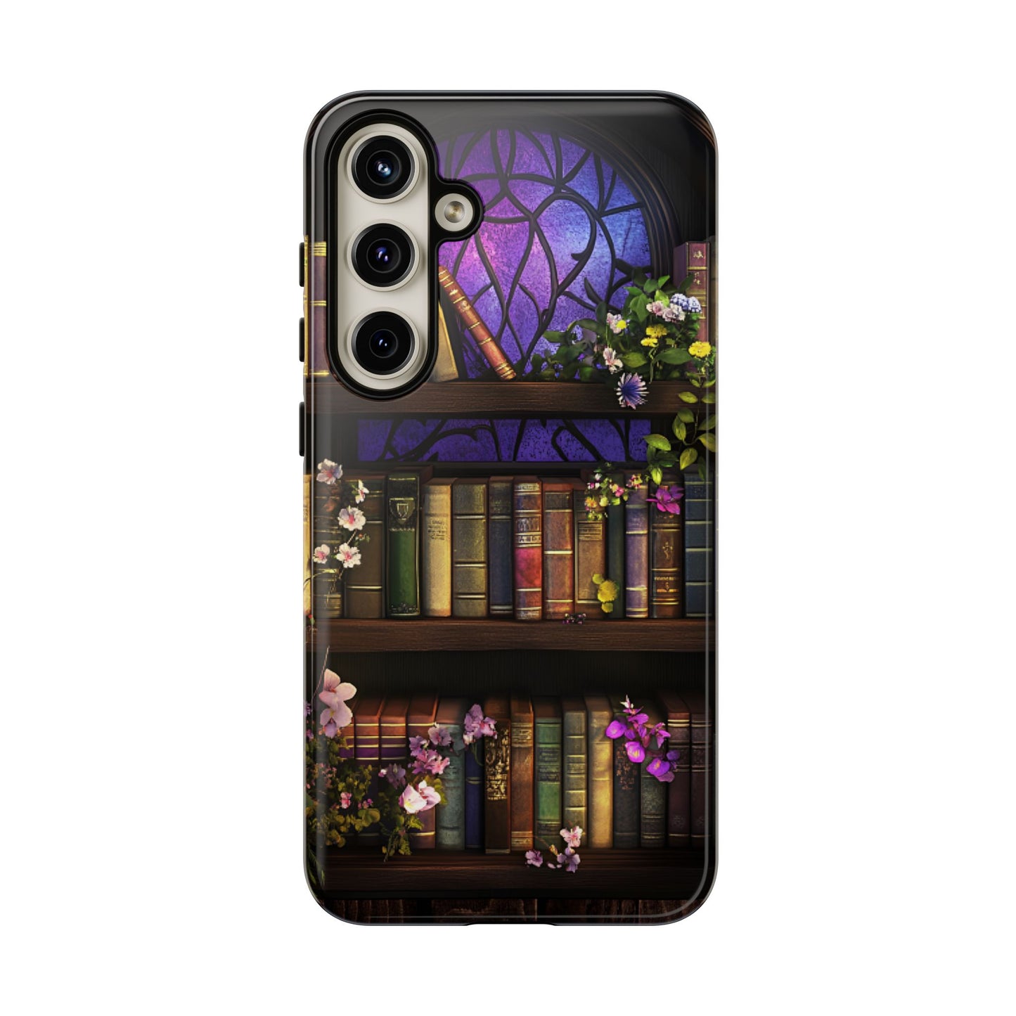 Bookshelf Phone Case - Dark Academia Stained Glass Phone Cases - iPhone 16 15 14 13 12 11, Samsung Galaxy & Google Pixel Phone Covers