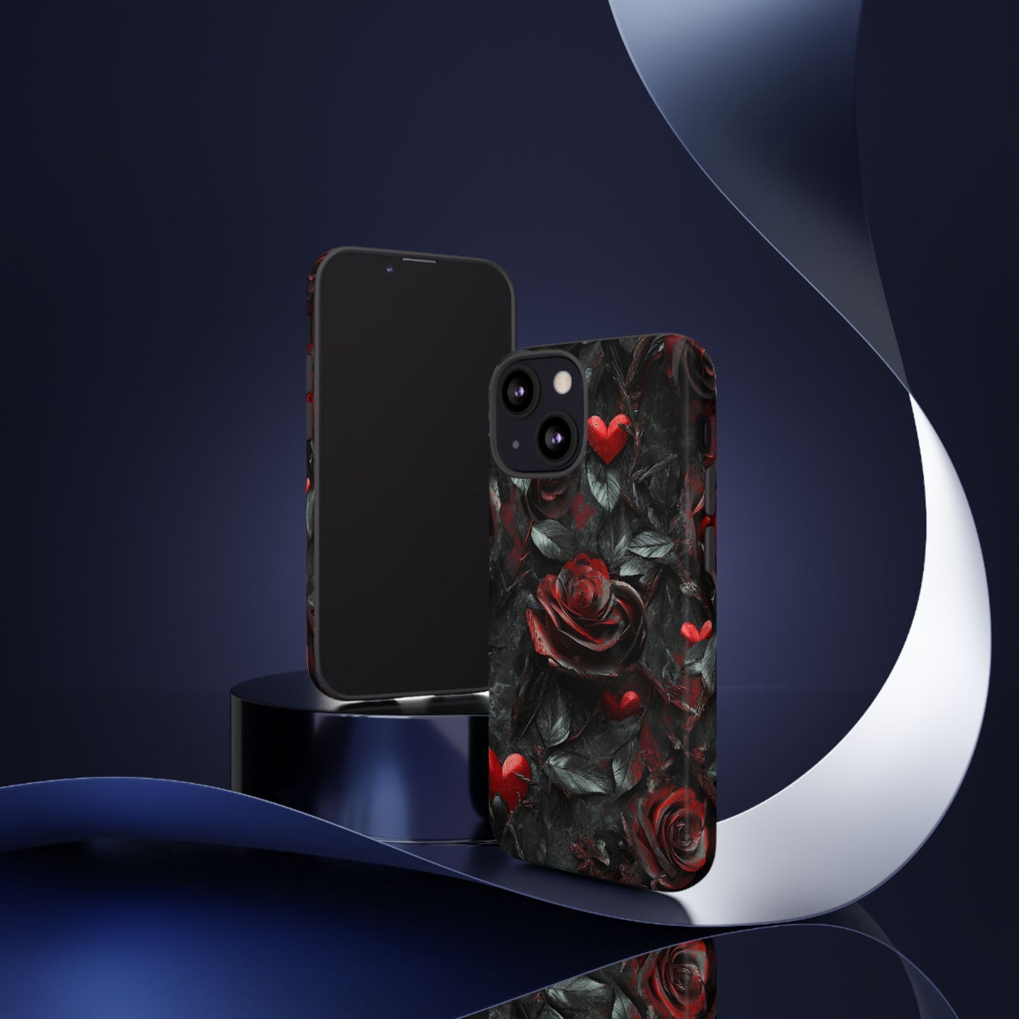 Gothic Valentine Phone Case - Dark Romance Roses and Hearts - iPhone 16 15 14 13 12 11, Samsung Galaxy & Google Pixel Phone Covers