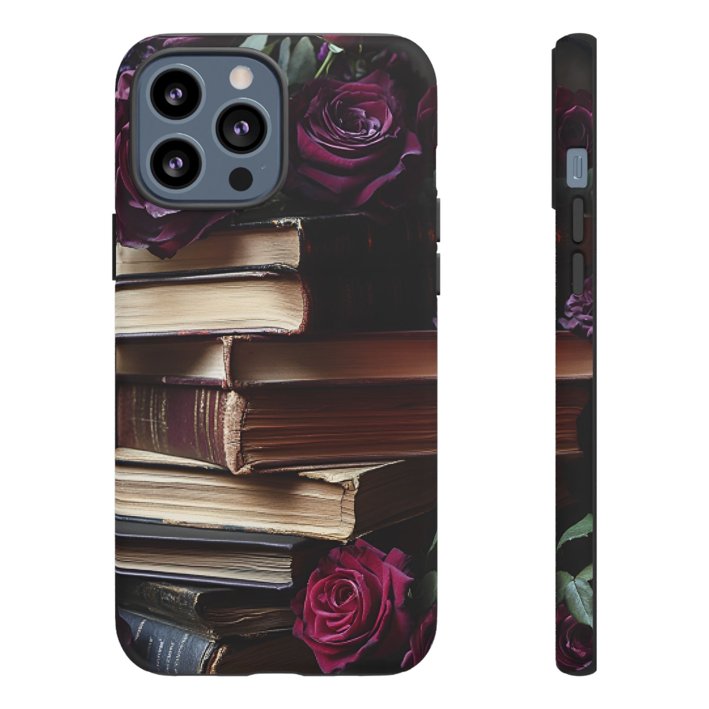 Books and Roses Phone Case - Bookish Dark Academia Phone Cover for iPhone 16 15 14 13 12 11, Samsung Galaxy & Google Pixel