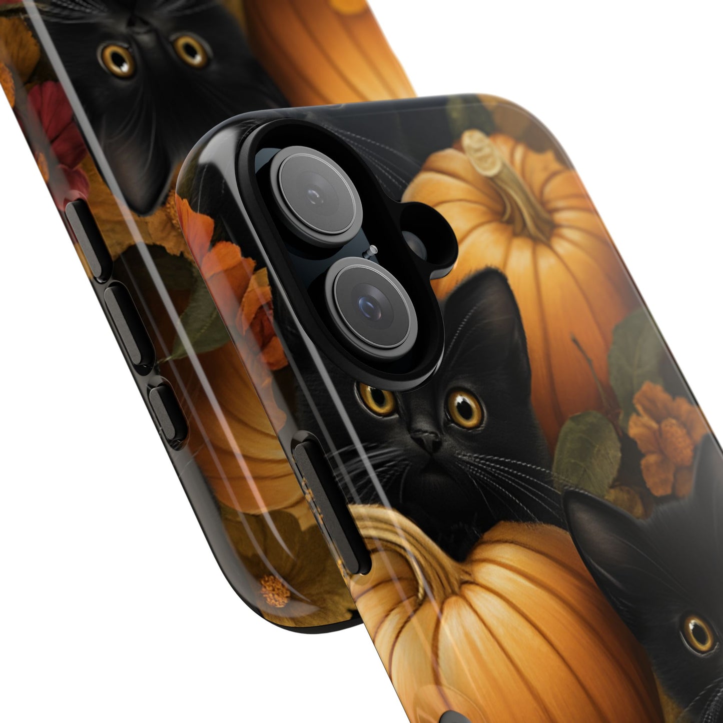 Black Cats and Pumpkins Phone Case - Cute Halloween Phone Cases - iPhone 16 15 14 13 12 11, Samsung Galaxy & Google Pixel Phone Covers