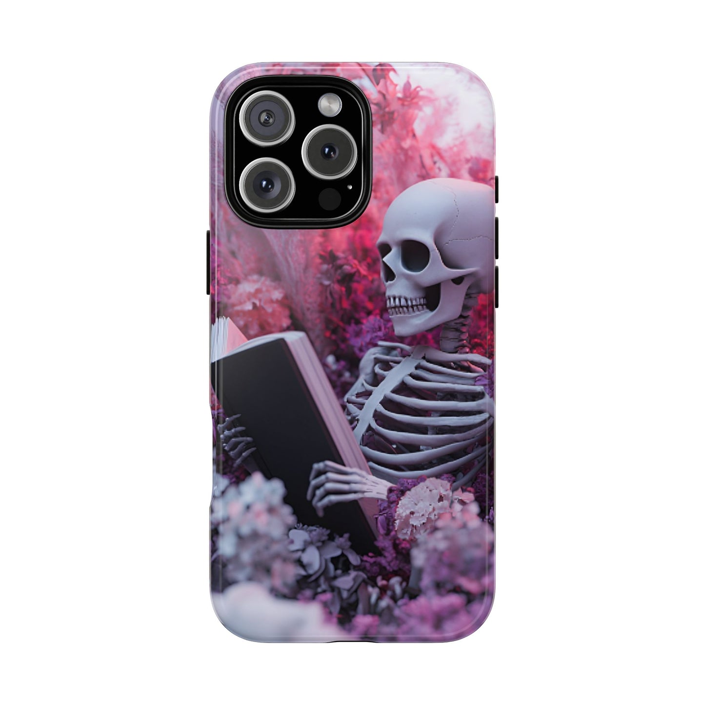 Bookish Skeleton Phone Case - Spooky Floral Halloween Phone Cases for Phone 16 15 14 13 12 11, Samsung Galaxy & Google Pixel