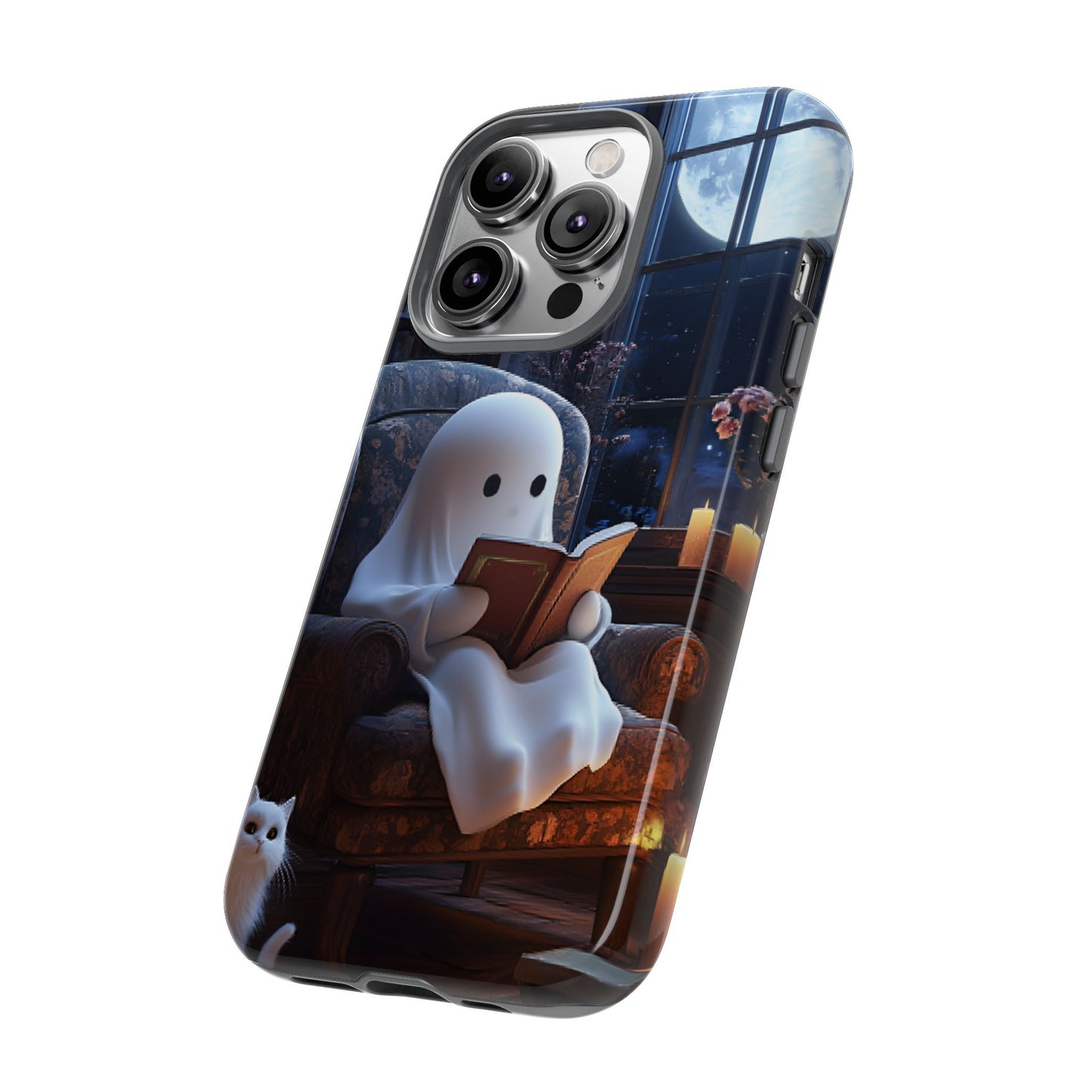 Ghost Reading Book Phone Case - Bookish Halloween Phone Cases - iPhone 16 15 14 13 12 11, Samsung Galaxy & Google Pixel Phone Covers