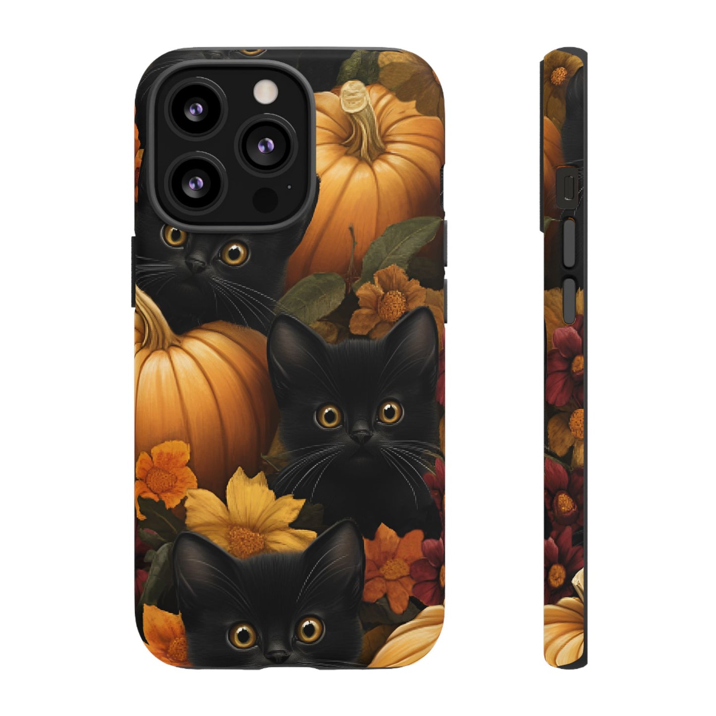 Black Cats and Pumpkins Phone Case - Cute Halloween Phone Cases for iPhone 16 15 14 13 12 11, Samsung Galaxy & Google Pixel