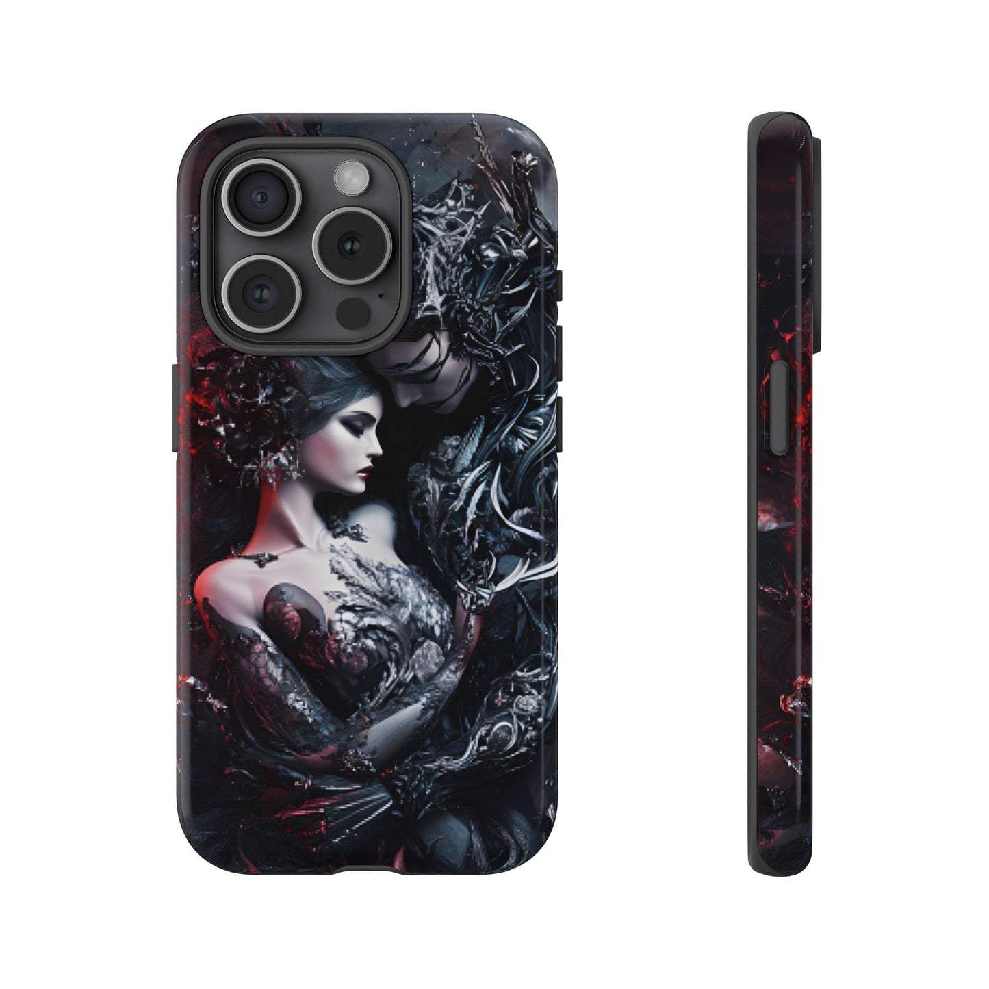 Gothic Couple Phone Case - Victorian Goth Valentine's Day Phone Cases for iPhone 16 15 14 13 12 11, Samsung Galaxy & Google Pixel