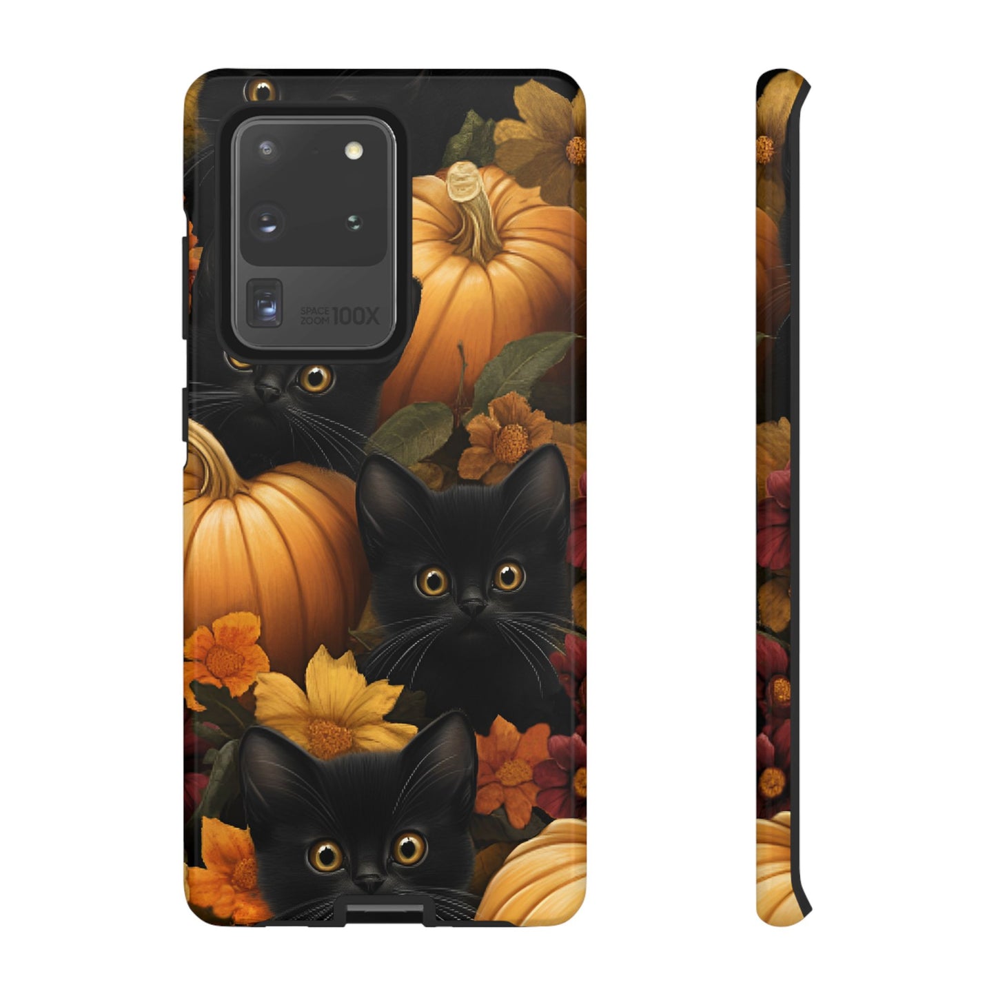 Black Cats and Pumpkins Phone Case - Cute Halloween Phone Cases for iPhone 16 15 14 13 12 11, Samsung Galaxy & Google Pixel