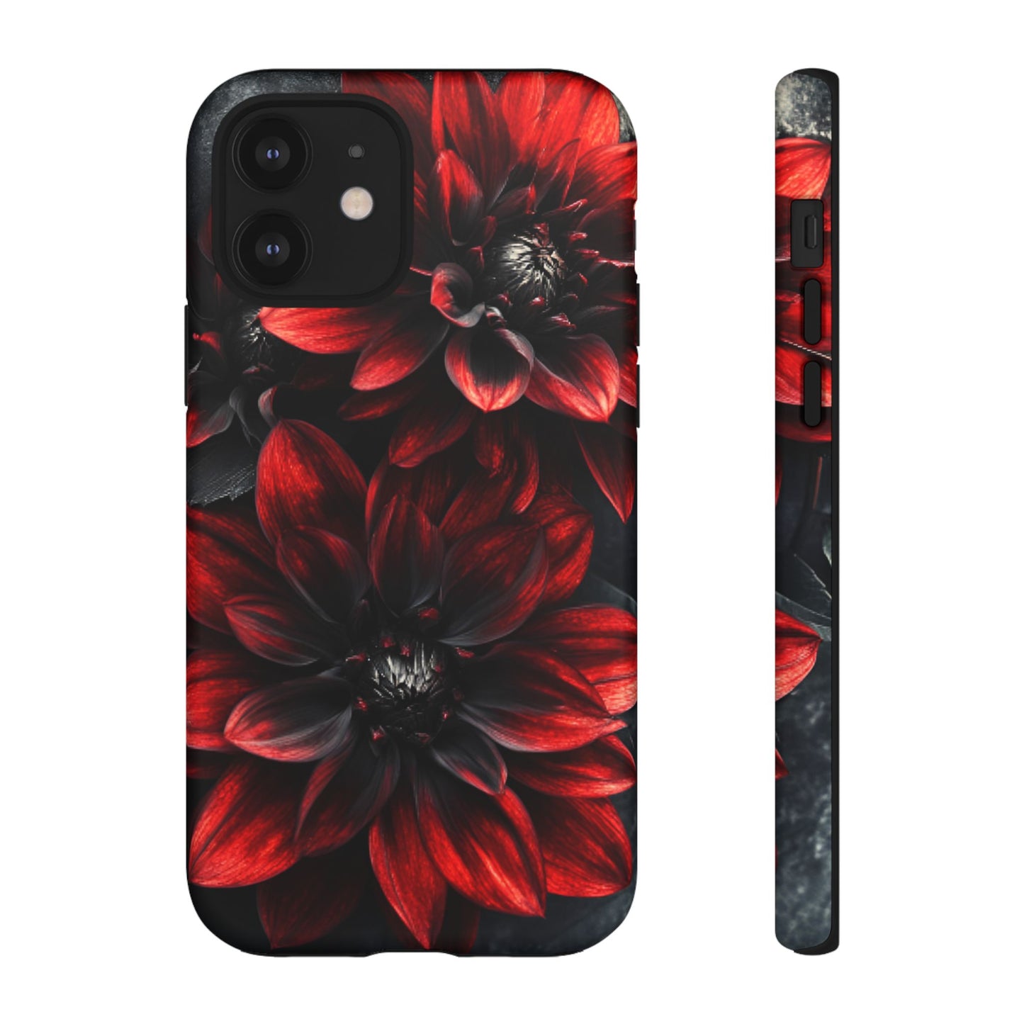 Black and Red Flower Phone Case - Gothic Dark Floral Phone Cases - iPhone 16 15 14 13 12 11, Samsung Galaxy & Google Pixel Phone Covers