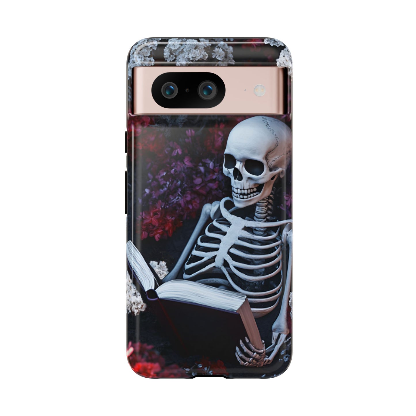 Skeleton Reading Book Phone Case - Bookish Halloween Phone Cases for iPhone 16 15 14 13 12 11, Samsung Galaxy & Google Pixel