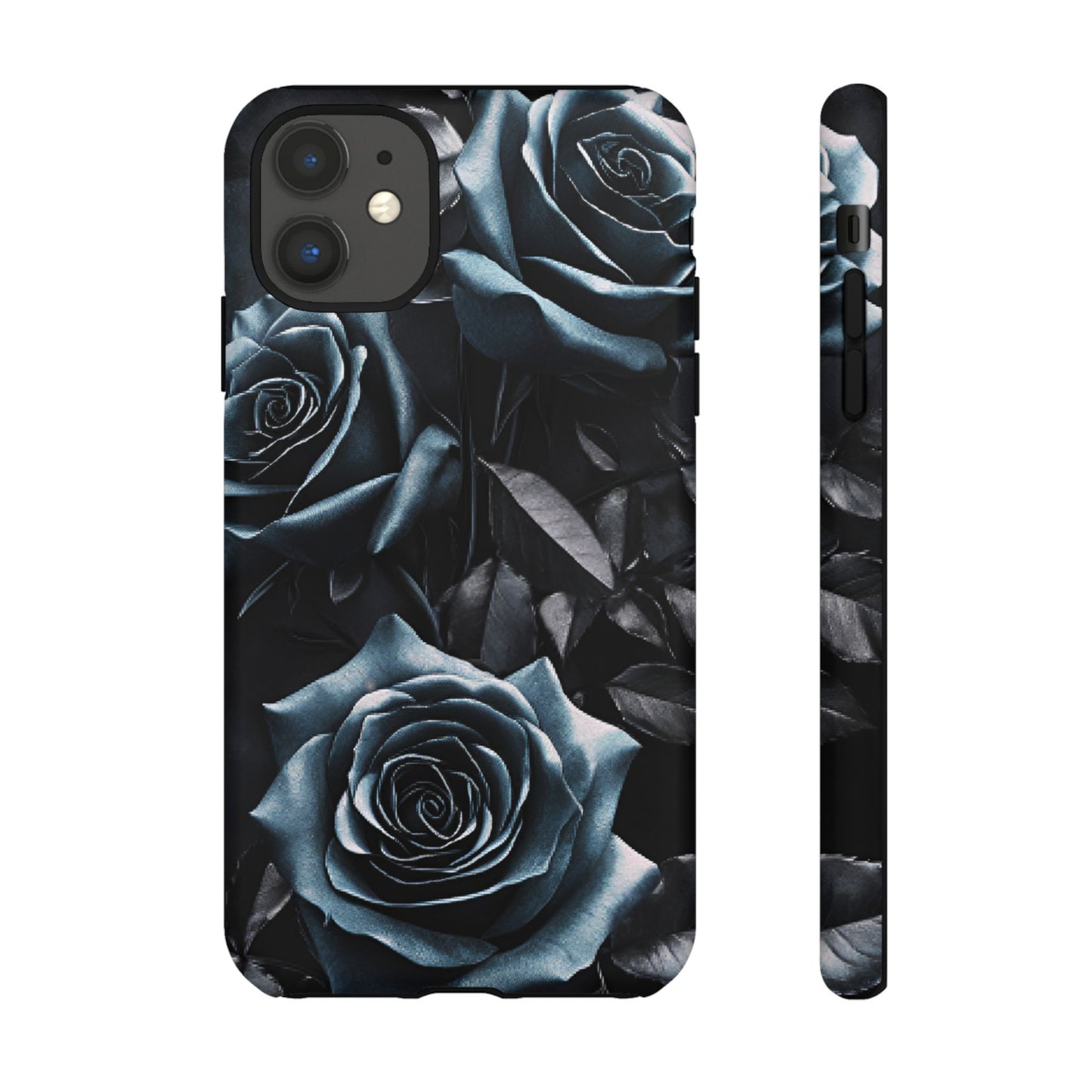 Black and Blue Roses Phone Case - Dark and Moody Gothic Flower Phone Cases for iPhone 16 15 14 13 12 11, Samsung Galaxy & Google Pixel