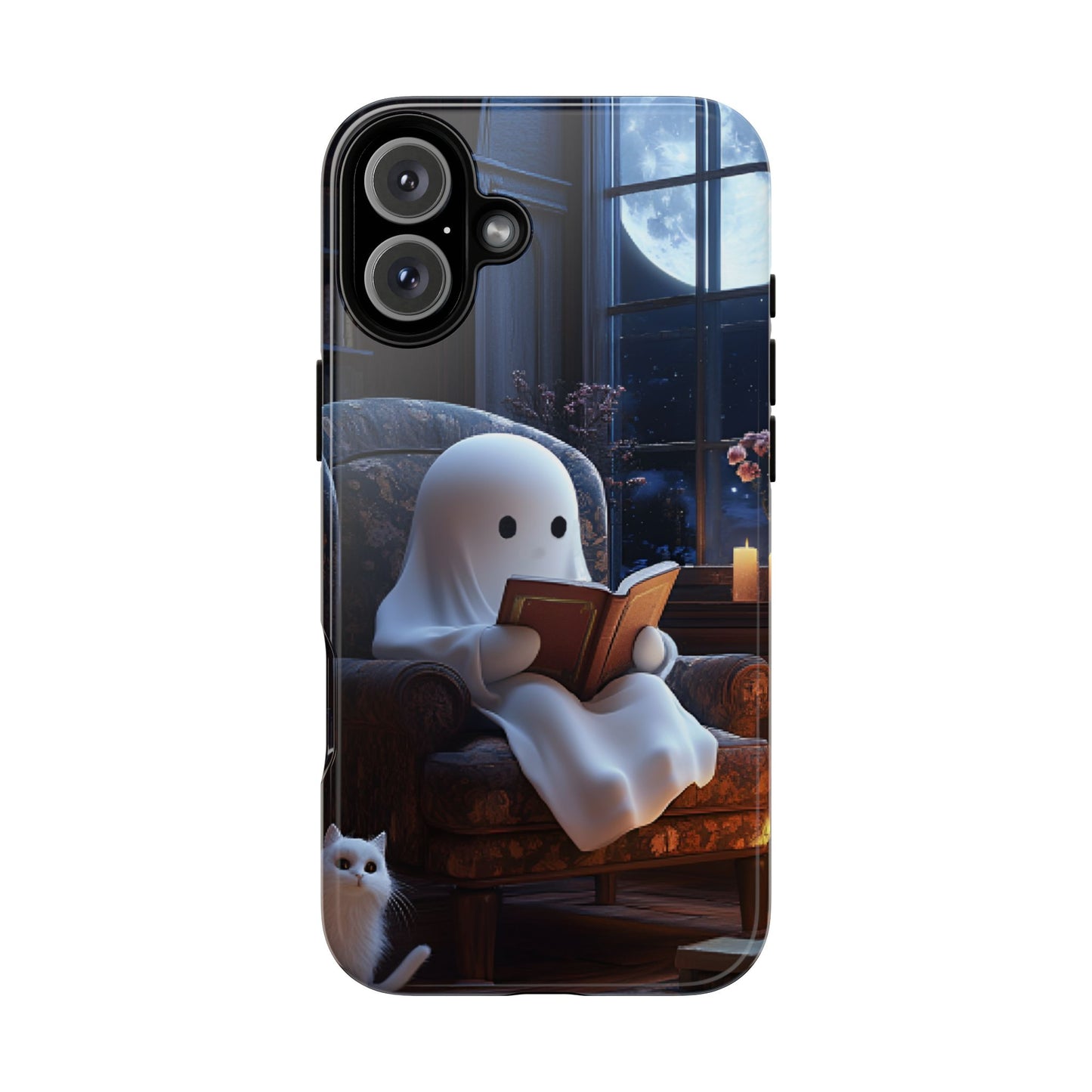 Ghost Reading Book Phone Case - Bookish Halloween Phone Cases for iPhone 16 15 14 13 12 11, Samsung Galaxy & Google Pixel