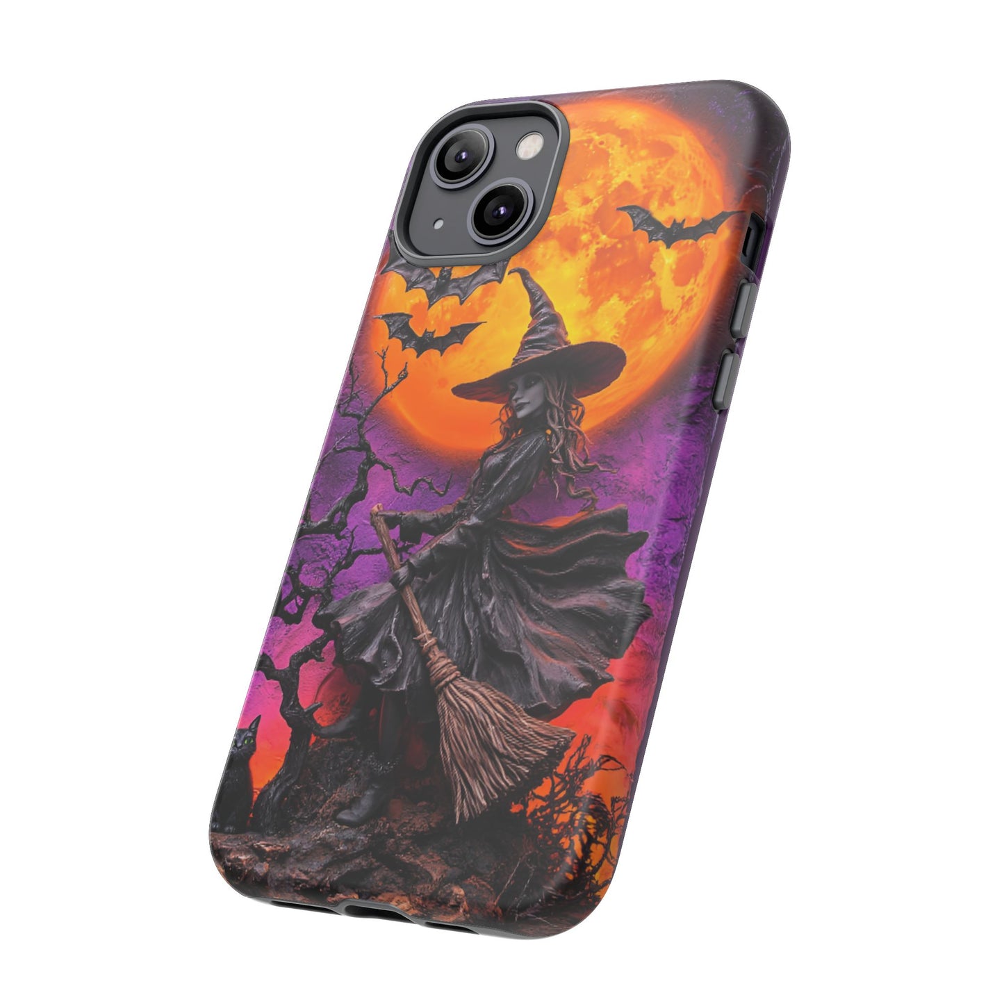 Witch and Bats Phone Case - Witchy Halloween Phone Cases for iPhone 16 15 14 13 12 11, Samsung Galaxy & Google Pixel