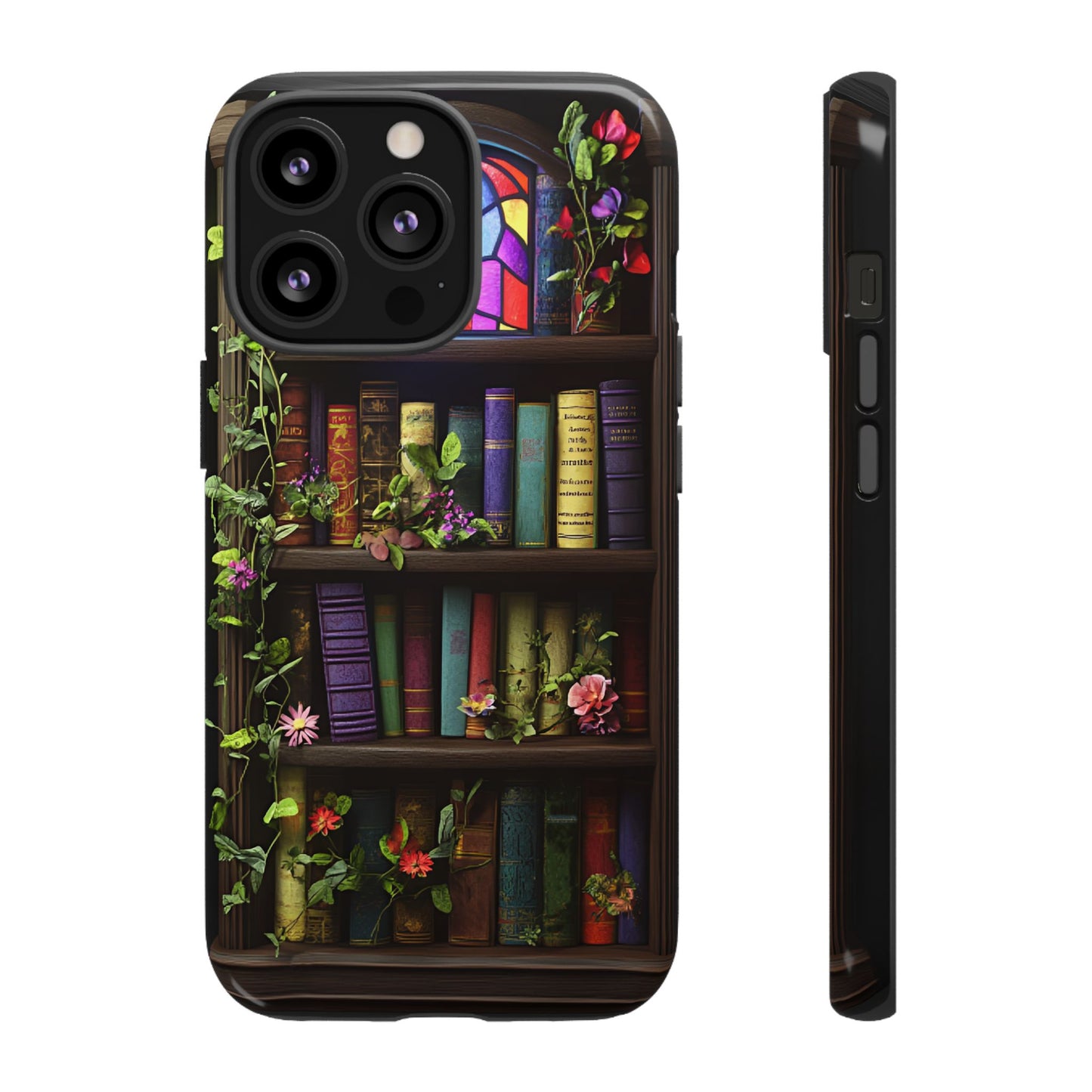 Bookshelf and Stained Glass Window Phone Case - Book Lover Phone Cases - iPhone 16 15 14 13 12 11, Samsung Galaxy & Google Pixel Phone Covers