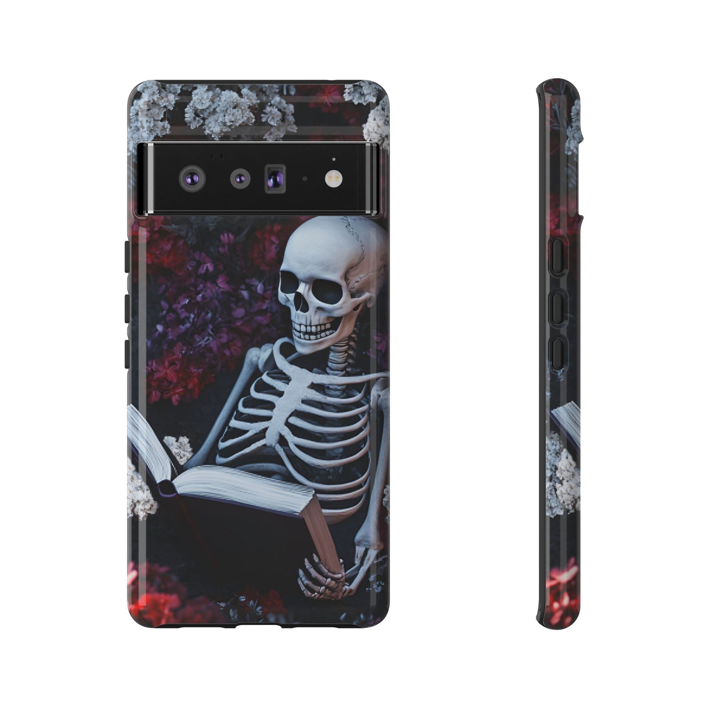 Skeleton Reading Book Phone Case - Bookish Halloween Phone Cases - iPhone 16 15 14 13 12 11, Samsung Galaxy & Google Pixel Phone Covers