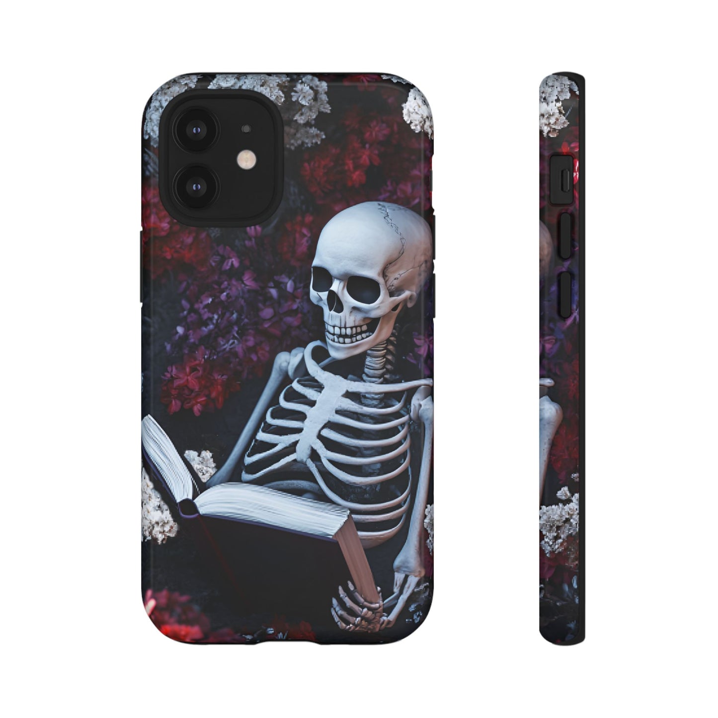 Skeleton Reading Book Phone Case - Bookish Halloween Phone Cases for iPhone 16 15 14 13 12 11, Samsung Galaxy & Google Pixel