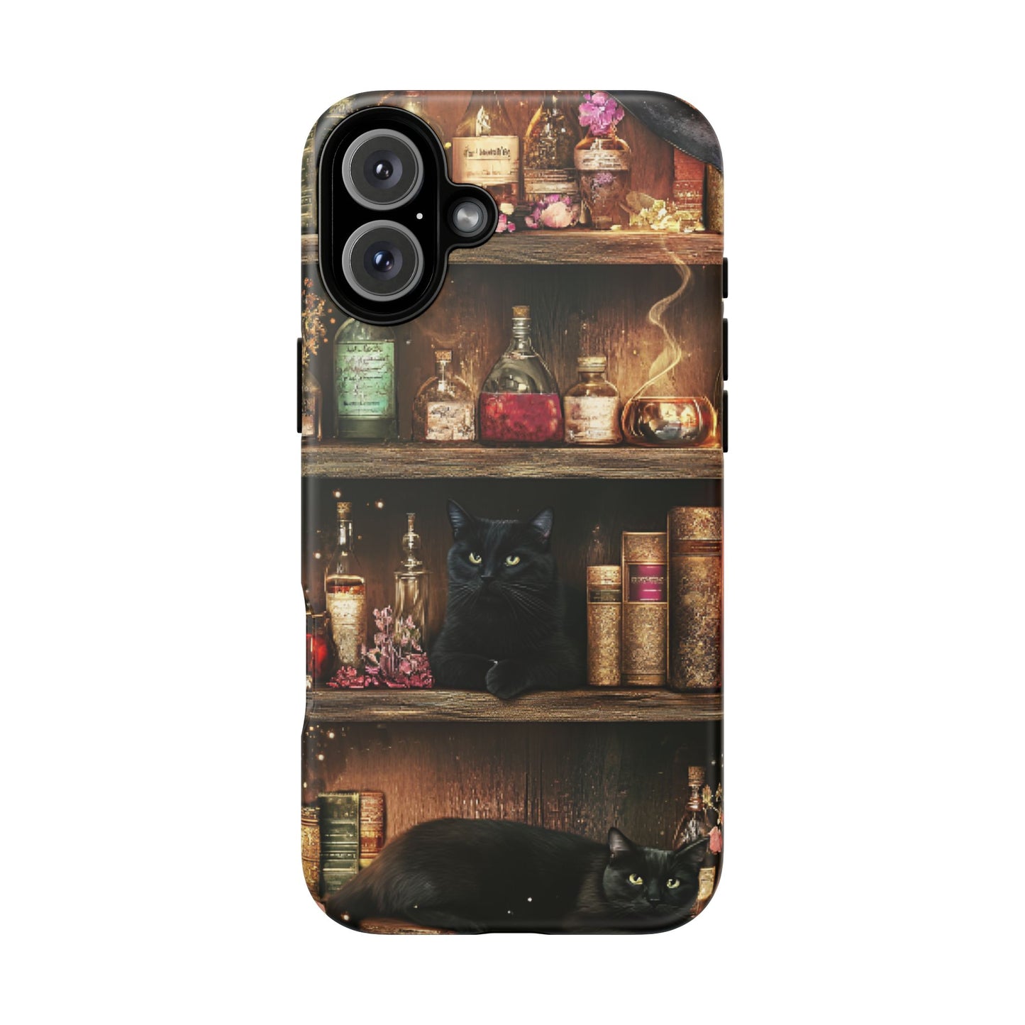 Witch Bookshelf Phone Case - Witchy Books Potions and Black Cats for iPhone 16 15 14 13 12 11, Samsung Galaxy & Google Pixel