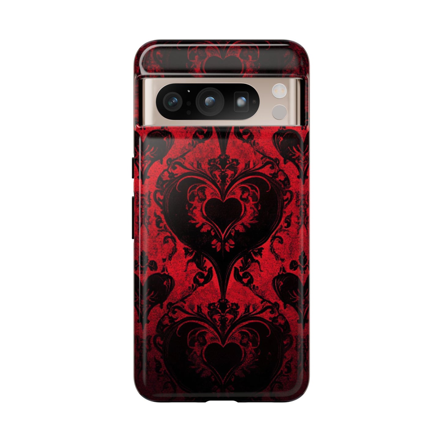 Gothic Dark Romance Phone Case - Black Hearts Phone Cover for iPhone 16 15 14 13 12 11, Samsung Galaxy & Google Pixel