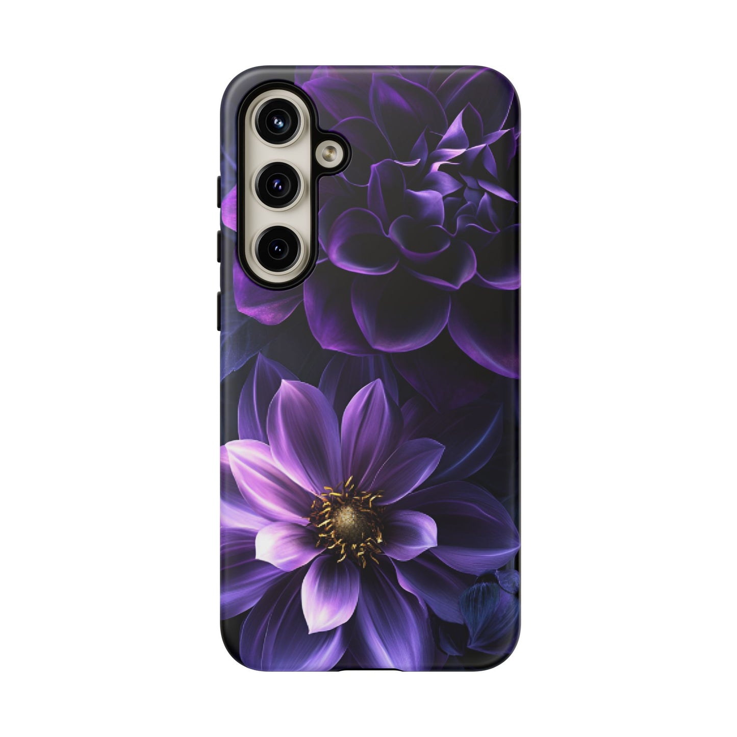 Black and Purple Flowers Phone Case - Dark Gothic Bloom Phone Cases for iPhone 16 15 14 13 12 11, Samsung Galaxy & Google Pixel