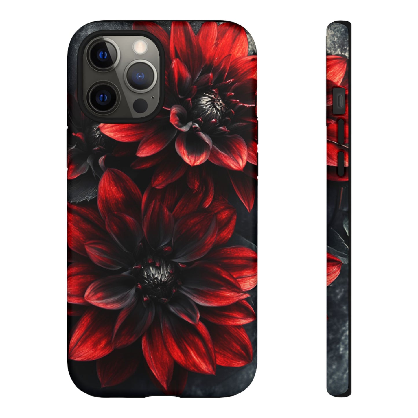 Black and Red Flower Phone Case - Gothic Dark Floral Phone Cases for iPhone 16 15 14 13 12 11, Samsung Galaxy & Google Pixel