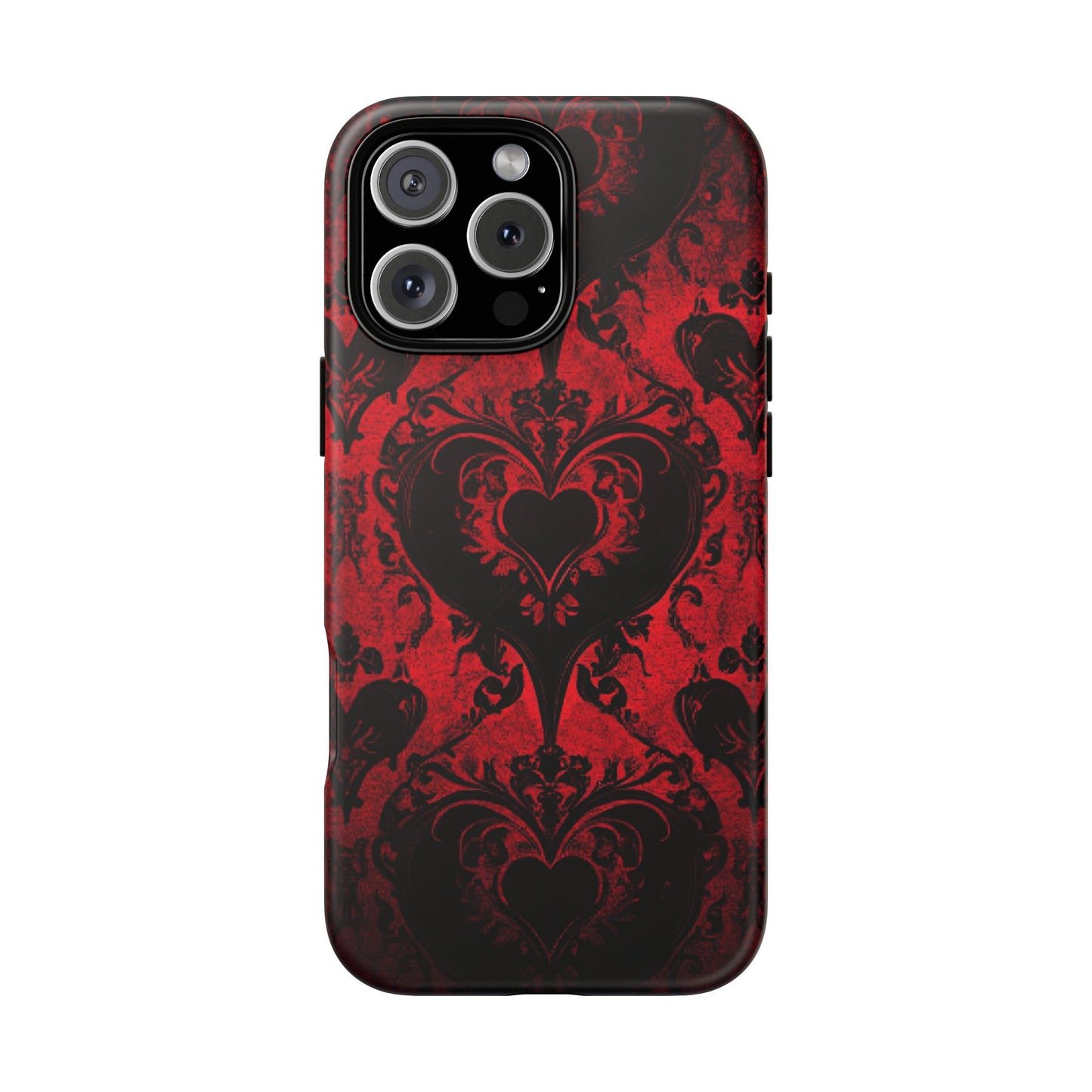 Gothic Dark Romance Phone Case - Black Hearts Phone Cover for iPhone 16 15 14 13 12 11, Samsung Galaxy & Google Pixel