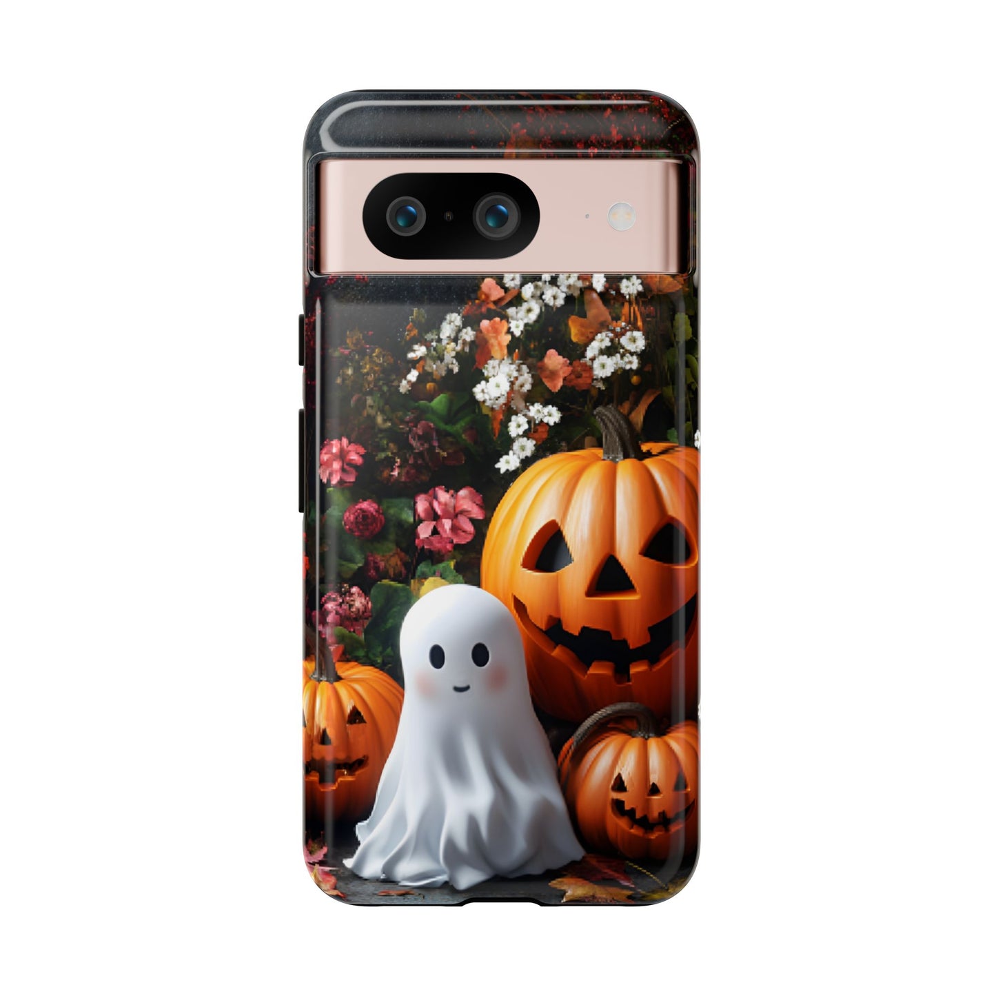 Halloween Phone Case with Cute Ghost and Pumpkins for iPhone 16 15 14 13 12 11, Samsung Galaxy & Google Pixel