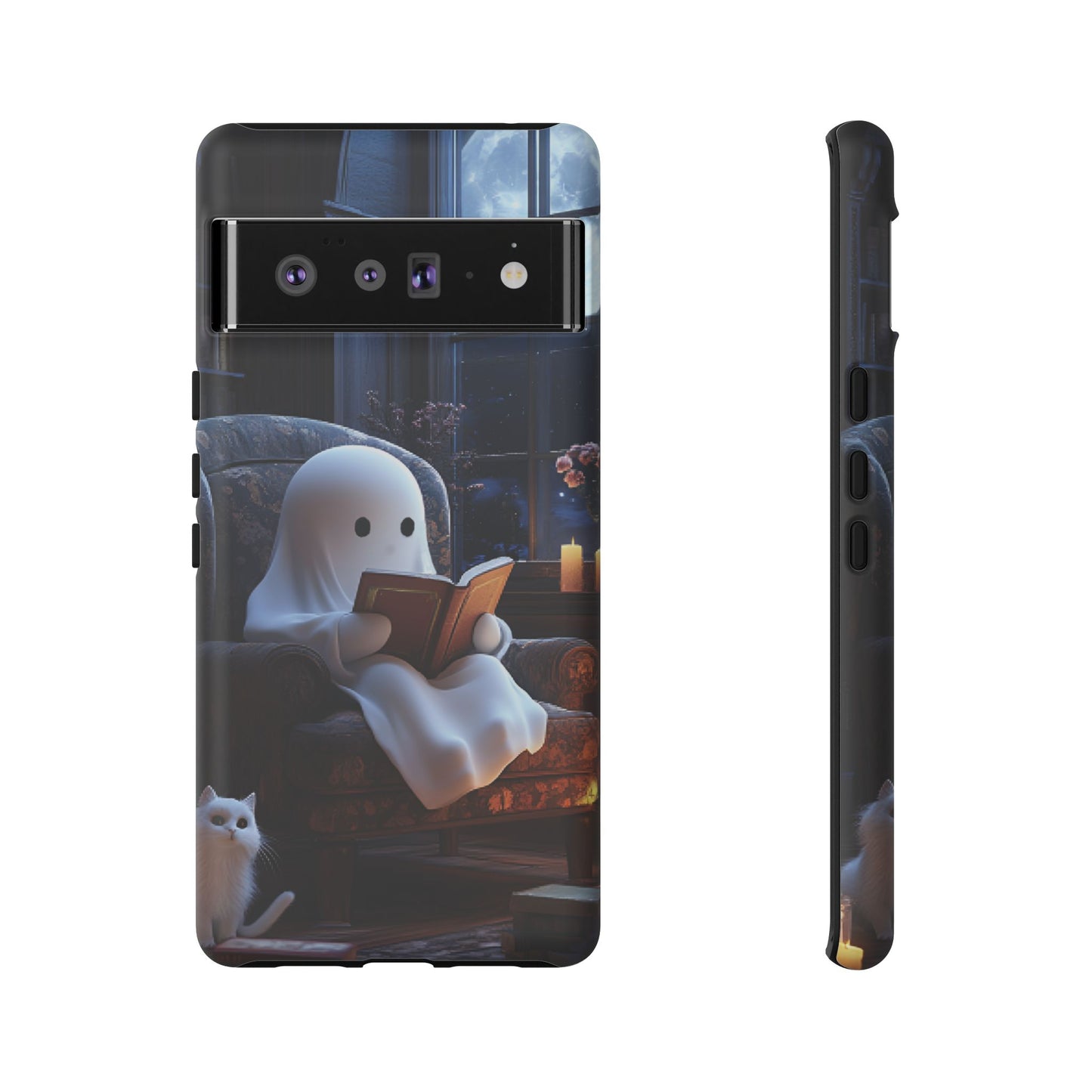 Ghost Reading Book Phone Case - Bookish Halloween Phone Cases - iPhone 16 15 14 13 12 11, Samsung Galaxy & Google Pixel Phone Covers