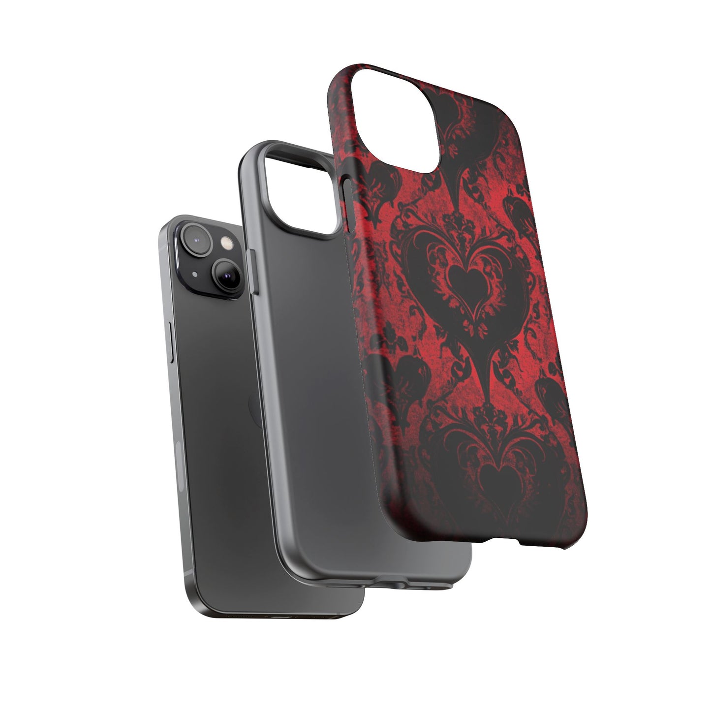 Gothic Dark Romance Phone Case - Black Hearts Phone Cover - iPhone 16 15 14 13 12 11, Samsung Galaxy & Google Pixel Phone Covers