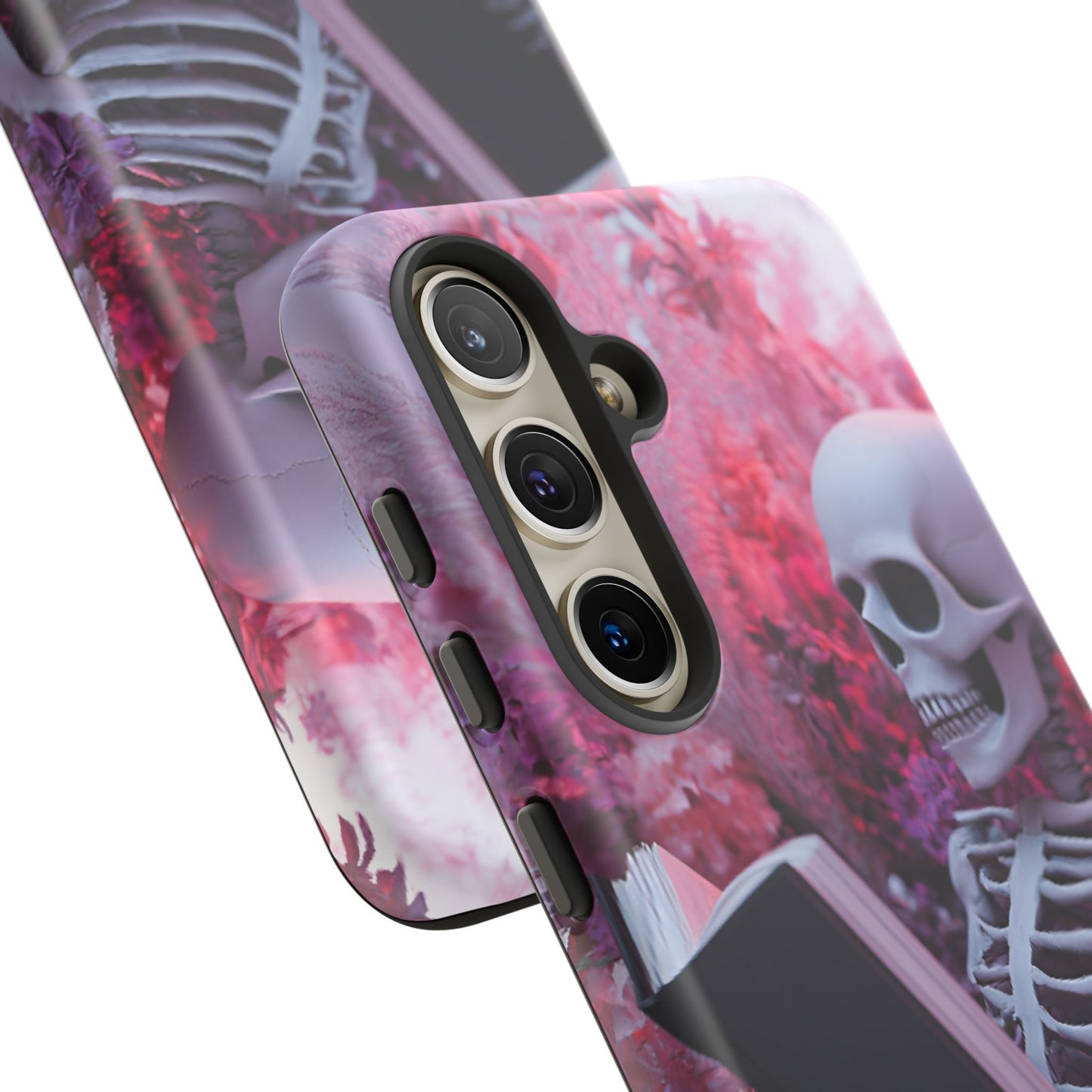 Bookish Skeleton Phone Case - Spooky Floral Halloween Phone Cases - Phone 16 15 14 13 12 11, Samsung Galaxy & Google Pixel Phone Covers