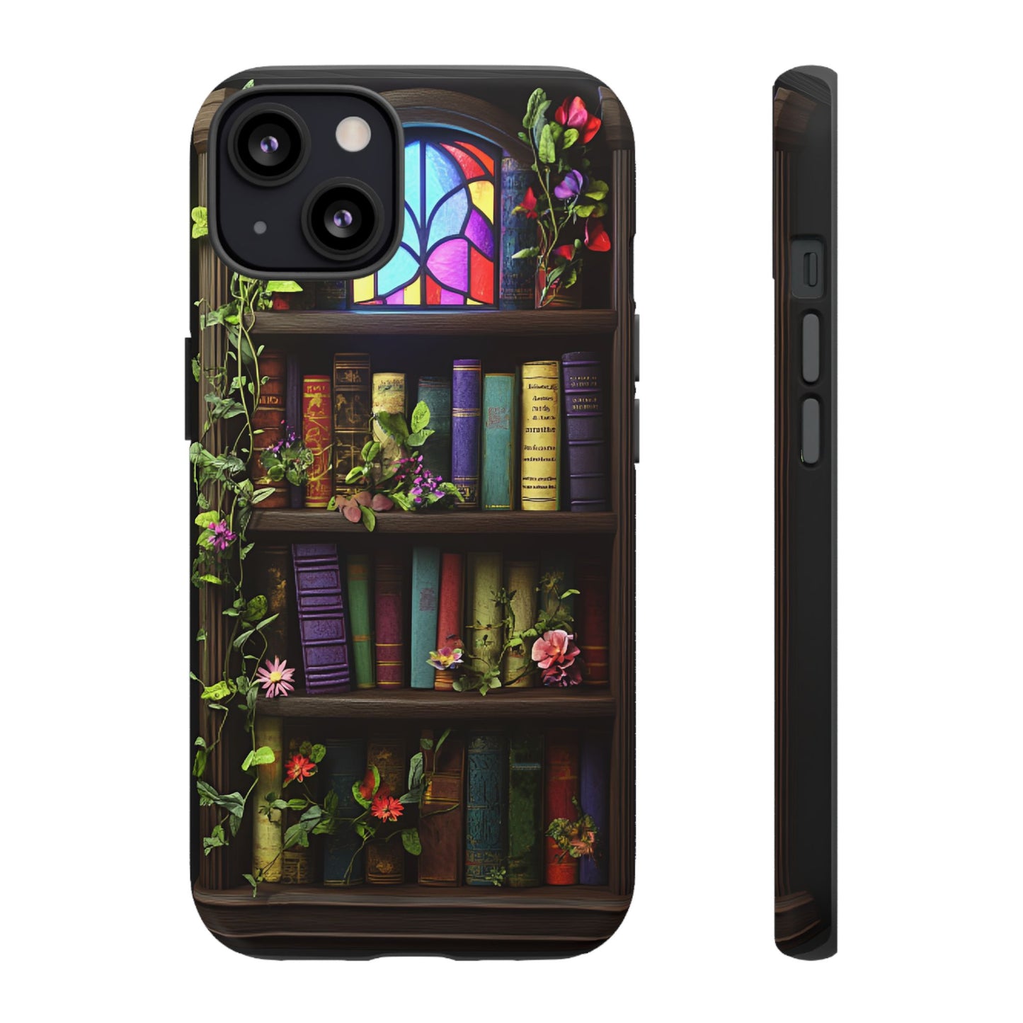 Bookshelf and Stained Glass Window Phone Case - Book Lover Phone Cases - iPhone 16 15 14 13 12 11, Samsung Galaxy & Google Pixel Phone Covers