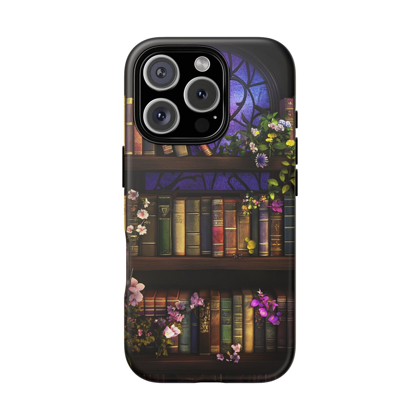 Bookshelf Phone Case - Dark Academia Stained Glass Phone Cases for iPhone 16 15 14 13 12 11, Samsung Galaxy & Google Pixel