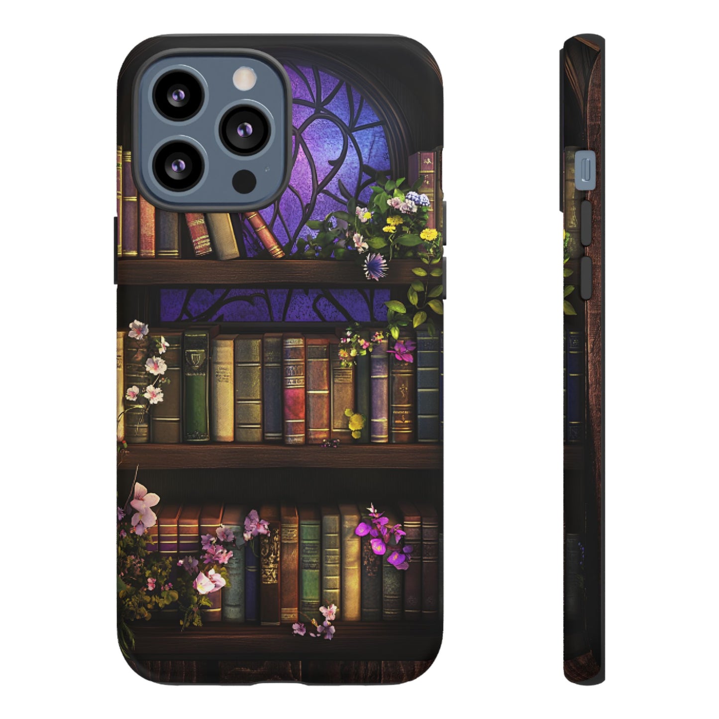 Bookshelf Phone Case - Dark Academia Stained Glass Phone Cases for iPhone 16 15 14 13 12 11, Samsung Galaxy & Google Pixel