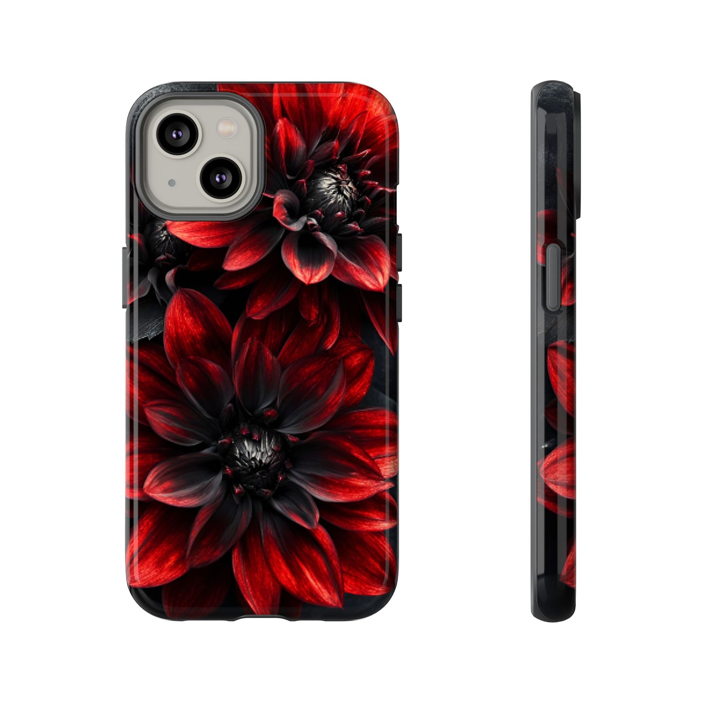 Black and Red Flower Phone Case - Gothic Dark Floral Phone Cases - iPhone 16 15 14 13 12 11, Samsung Galaxy & Google Pixel Phone Covers