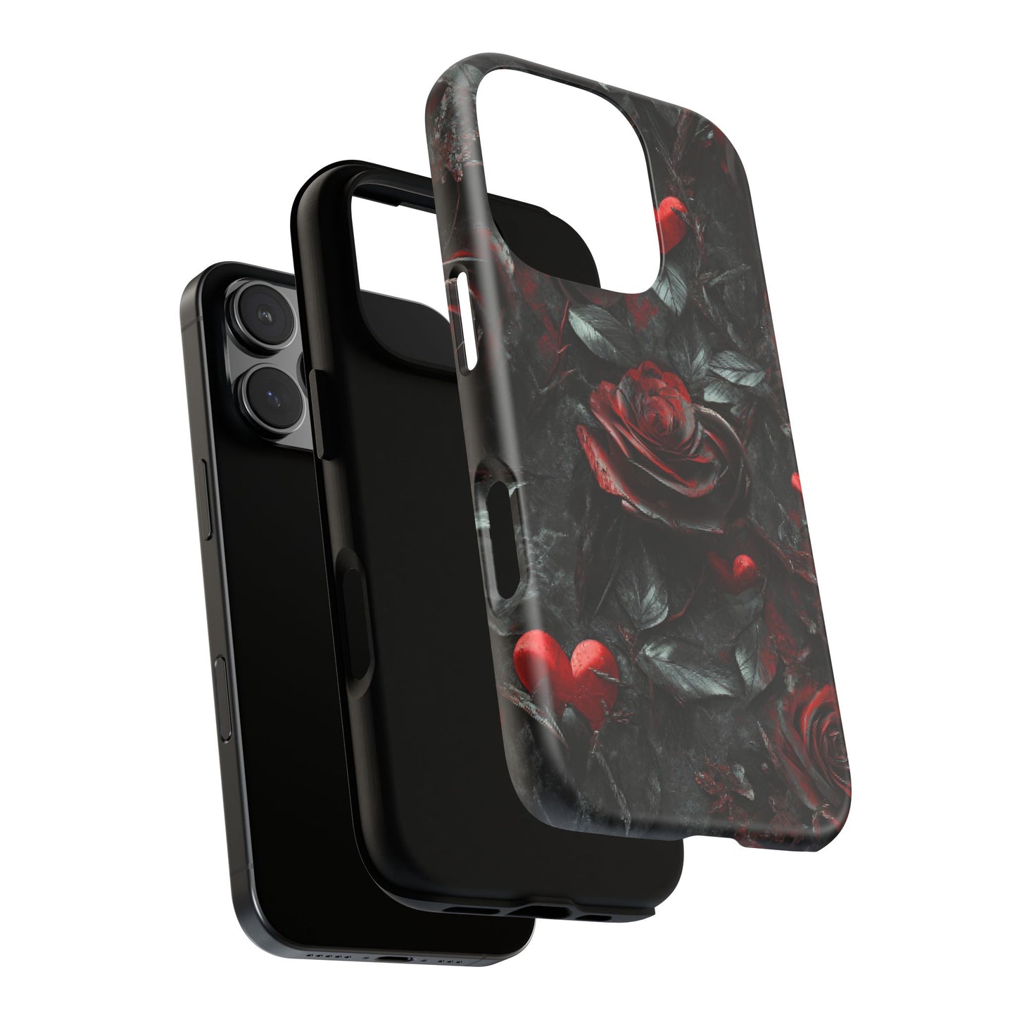 Gothic Valentine Phone Case - Dark Romance Roses and Hearts - iPhone 16 15 14 13 12 11, Samsung Galaxy & Google Pixel Phone Covers