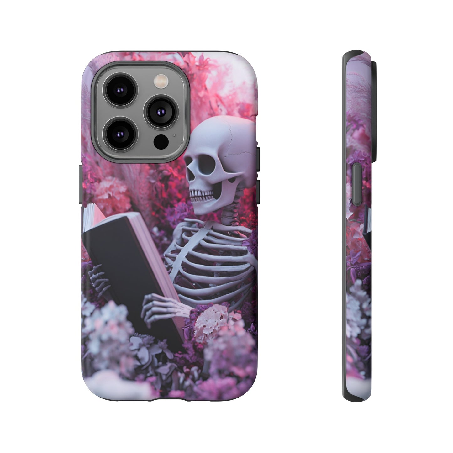 Bookish Skeleton Phone Case - Spooky Floral Halloween Phone Cases for Phone 16 15 14 13 12 11, Samsung Galaxy & Google Pixel