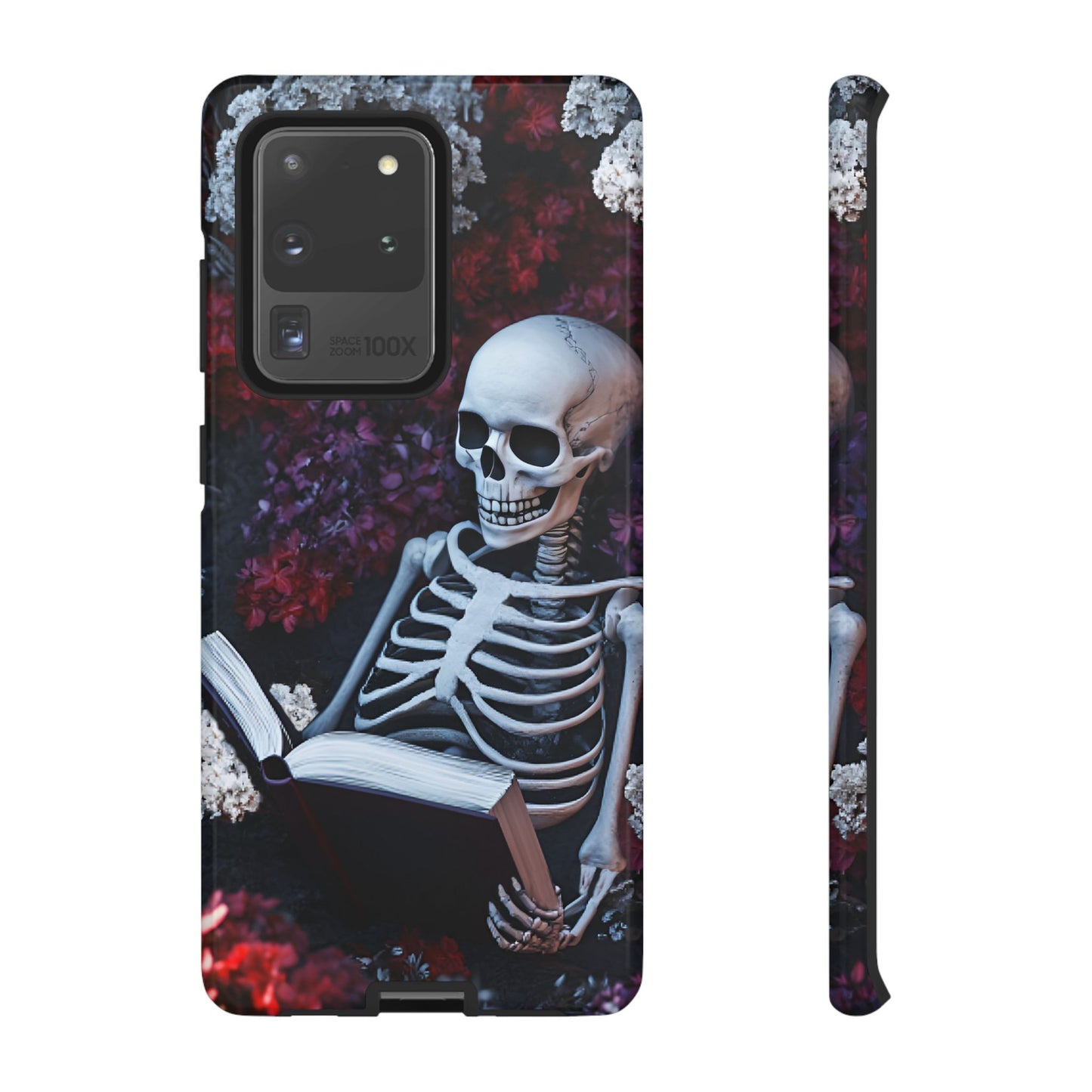 Skeleton Reading Book Phone Case - Bookish Halloween Phone Cases for iPhone 16 15 14 13 12 11, Samsung Galaxy & Google Pixel