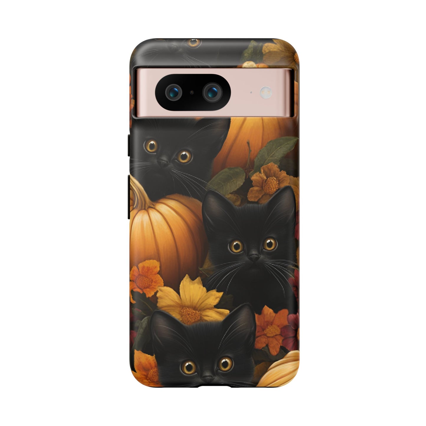 Black Cats and Pumpkins Phone Case - Cute Halloween Phone Cases - iPhone 16 15 14 13 12 11, Samsung Galaxy & Google Pixel Phone Covers