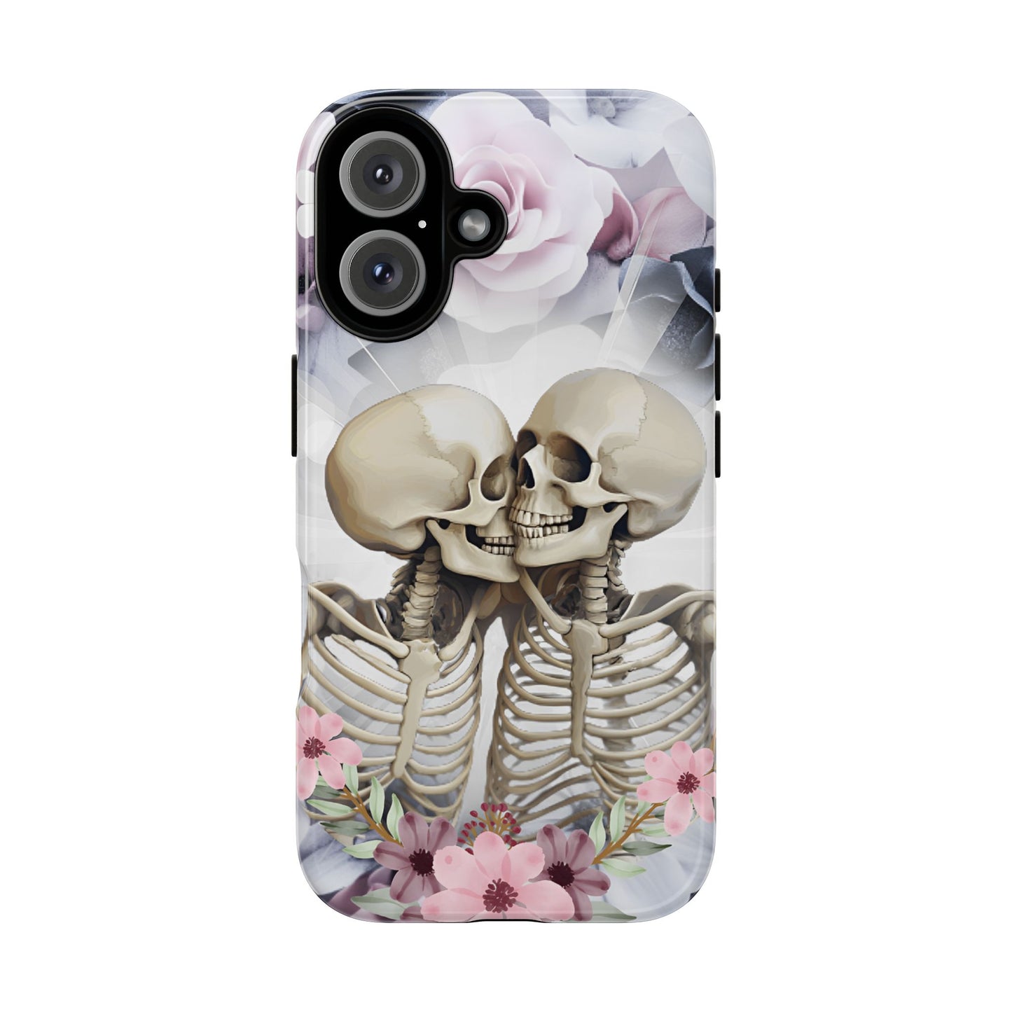 Skeleton Couple Phone Case - Floral Love Halloween Phone Cases for iPhone 16 15 14 13 12 11, Samsung Galaxy & Google Pixel