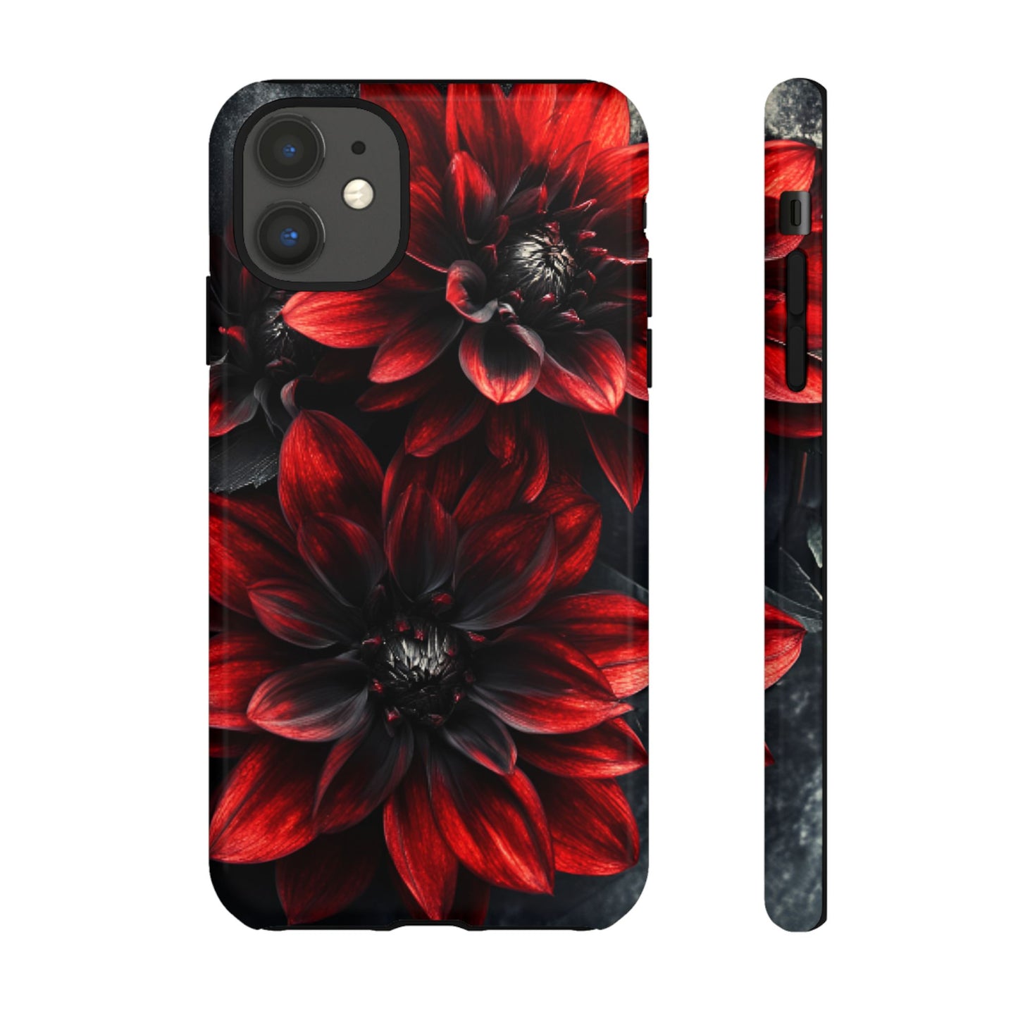 Black and Red Flower Phone Case - Gothic Dark Floral Phone Cases for iPhone 16 15 14 13 12 11, Samsung Galaxy & Google Pixel