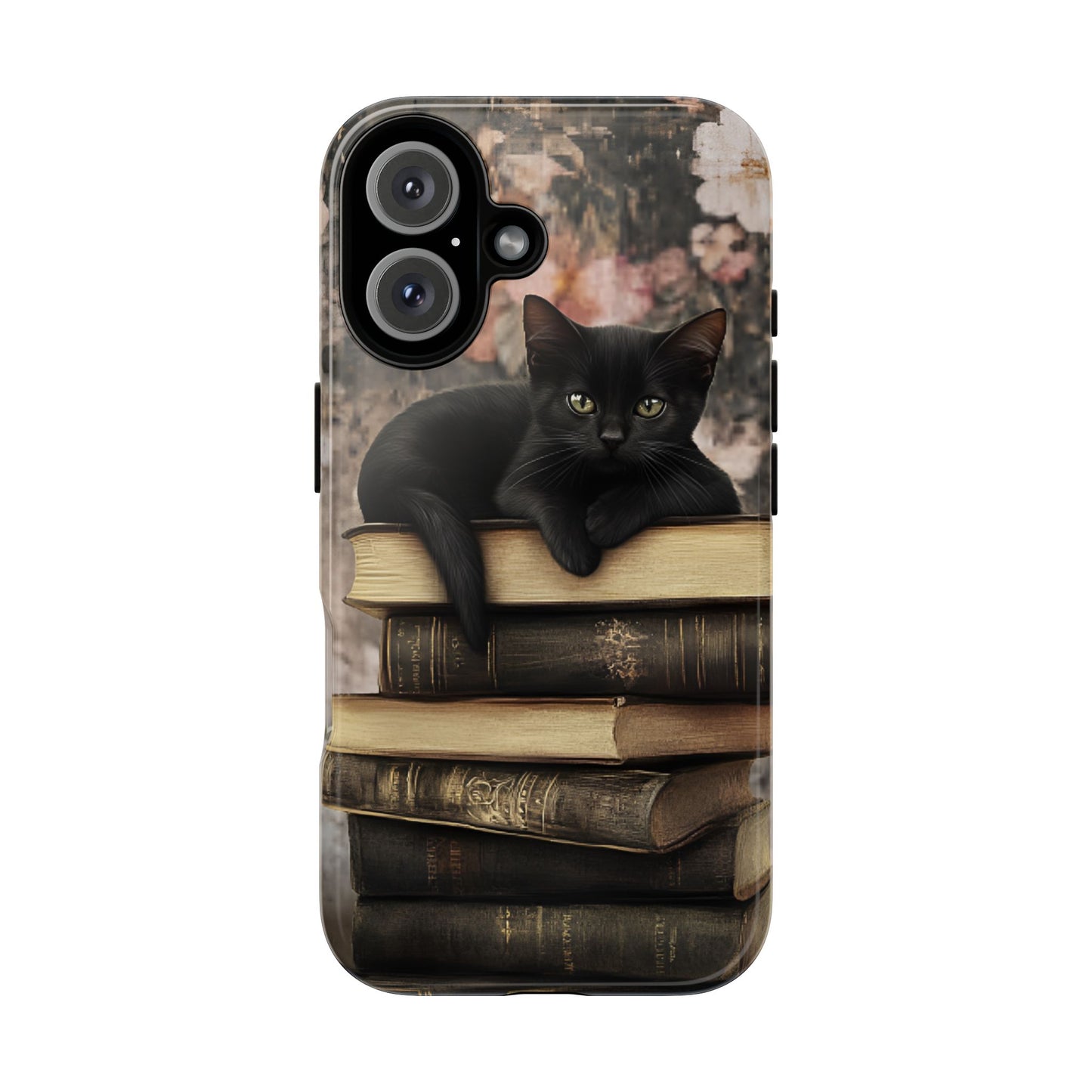 Black Cat and Books Phone Case - Vintage Dark Academia Library Phone Cases - iPhone 16 15 14 13 12 11, Samsung Galaxy & Google Pixel Phone Covers - Boo and Bewear