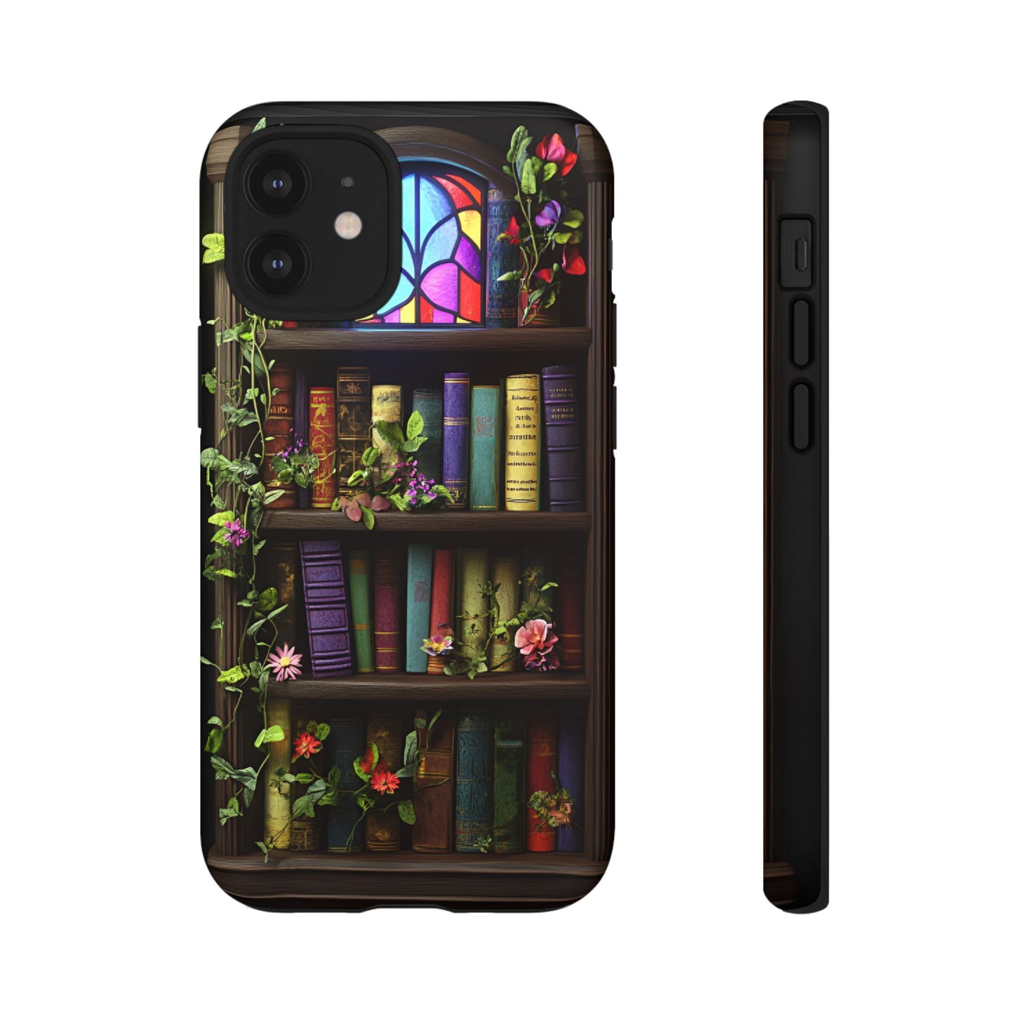 Bookshelf and Stained Glass Window Phone Case - Book Lover Phone Cases - iPhone 16 15 14 13 12 11, Samsung Galaxy & Google Pixel Phone Covers