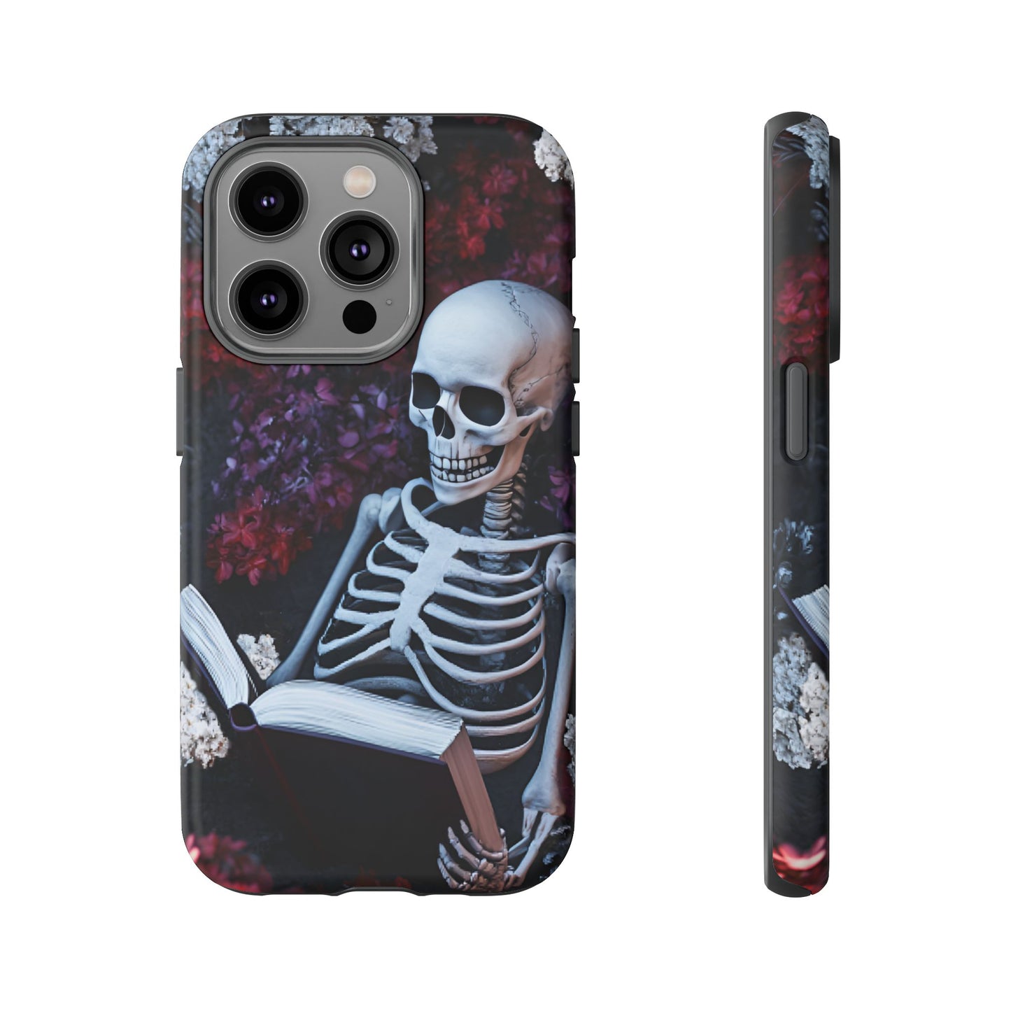 Skeleton Reading Book Phone Case - Bookish Halloween Phone Cases - iPhone 16 15 14 13 12 11, Samsung Galaxy & Google Pixel Phone Covers