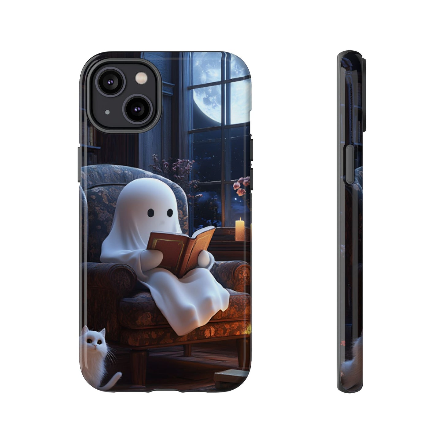 Ghost Reading Book Phone Case - Bookish Halloween Phone Cases for iPhone 16 15 14 13 12 11, Samsung Galaxy & Google Pixel