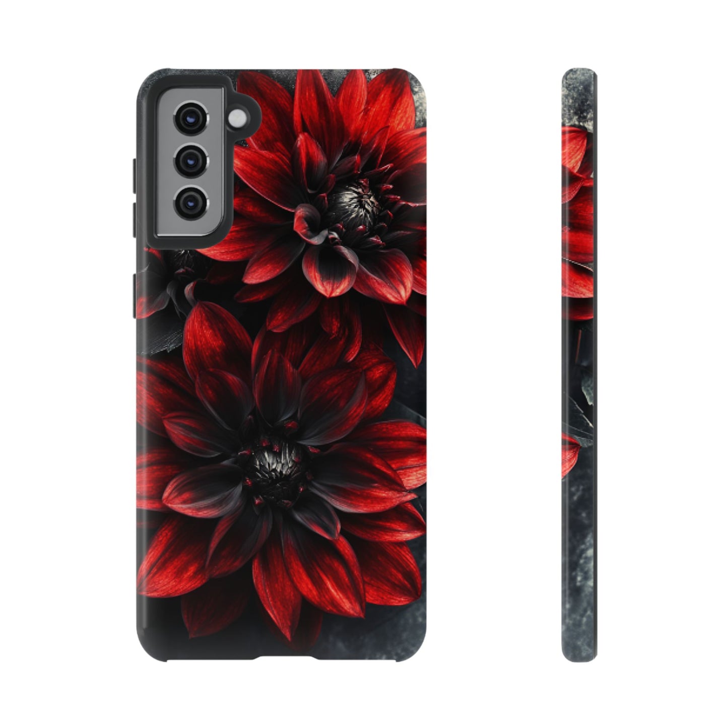 Black and Red Flower Phone Case - Gothic Dark Floral Phone Cases for iPhone 16 15 14 13 12 11, Samsung Galaxy & Google Pixel