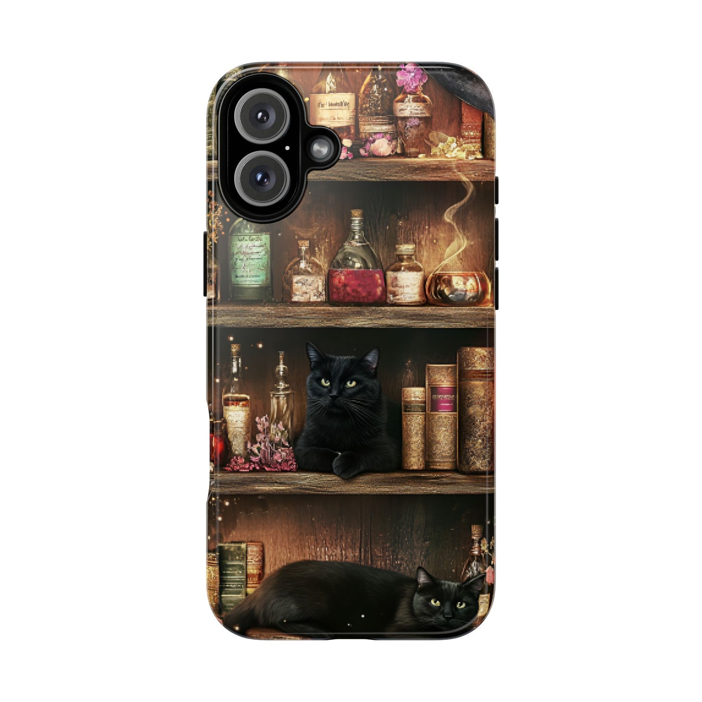 Witch Bookshelf Phone Case - Witchy Books Potions and Black Cats for iPhone 16 15 14 13 12 11, Samsung Galaxy & Google Pixel