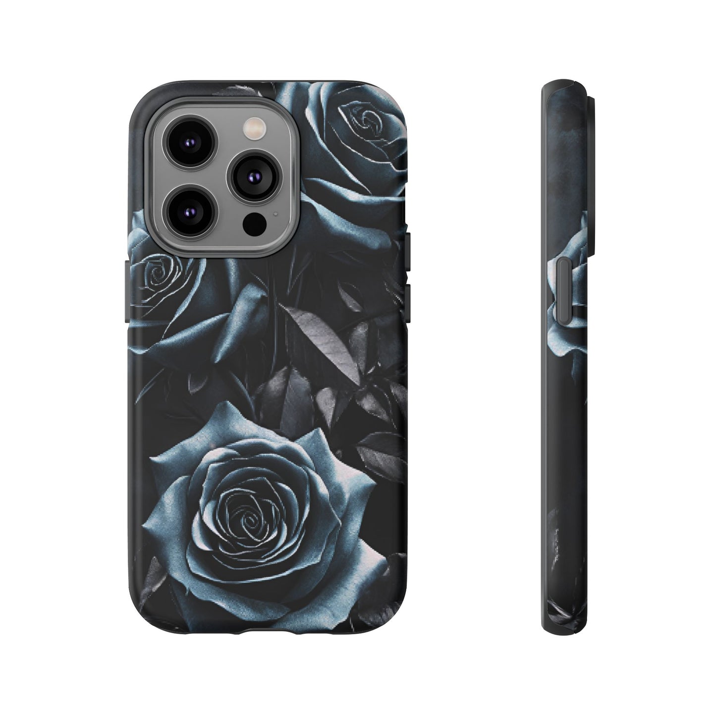 Black and Blue Roses Phone Case - Dark and Moody Gothic Flower Phone Cases for iPhone 16 15 14 13 12 11, Samsung Galaxy & Google Pixel