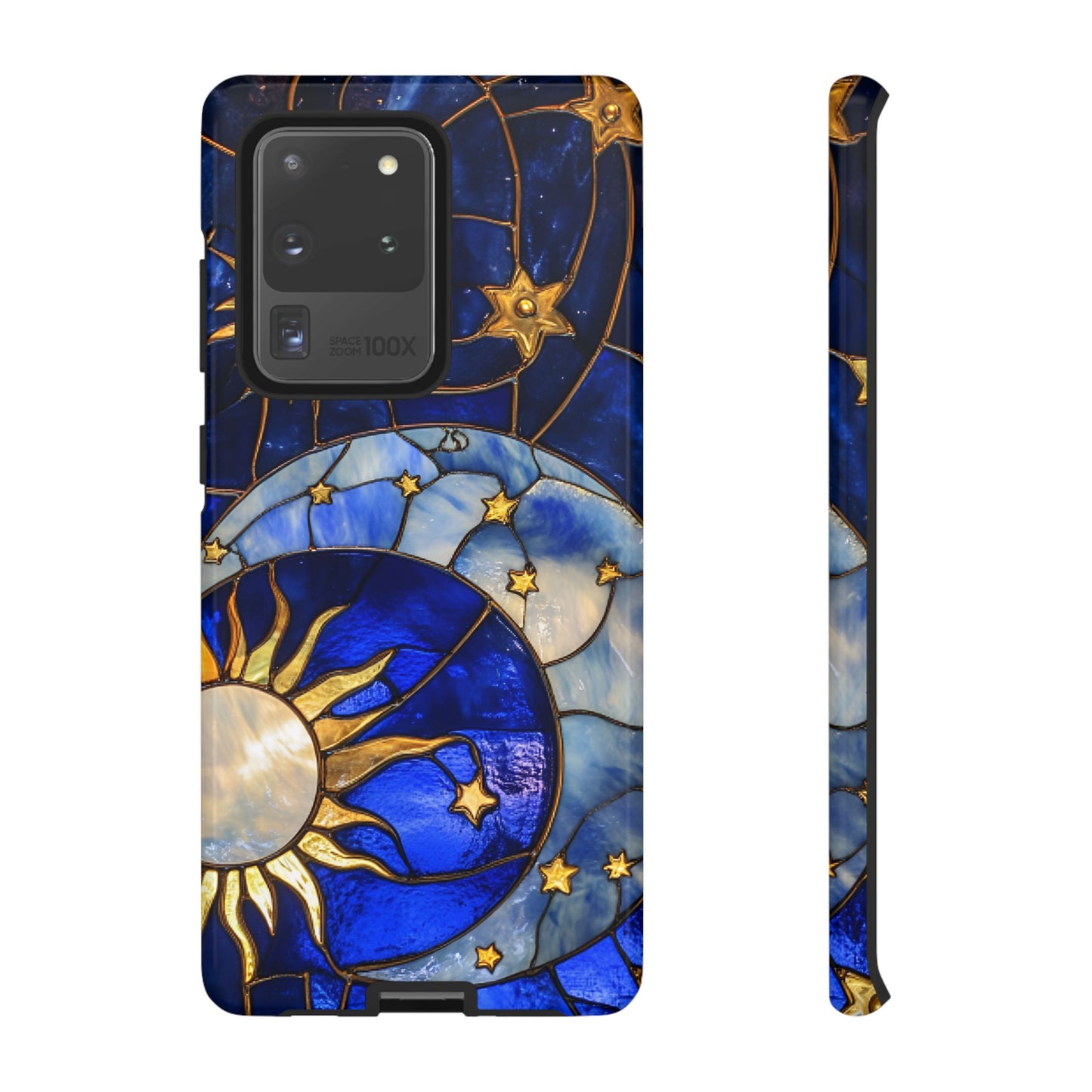 Moon and Sun Stained Glass Phone Case for iPhone 16 15 14 13 12 11, Samsung Galaxy & Google Pixel