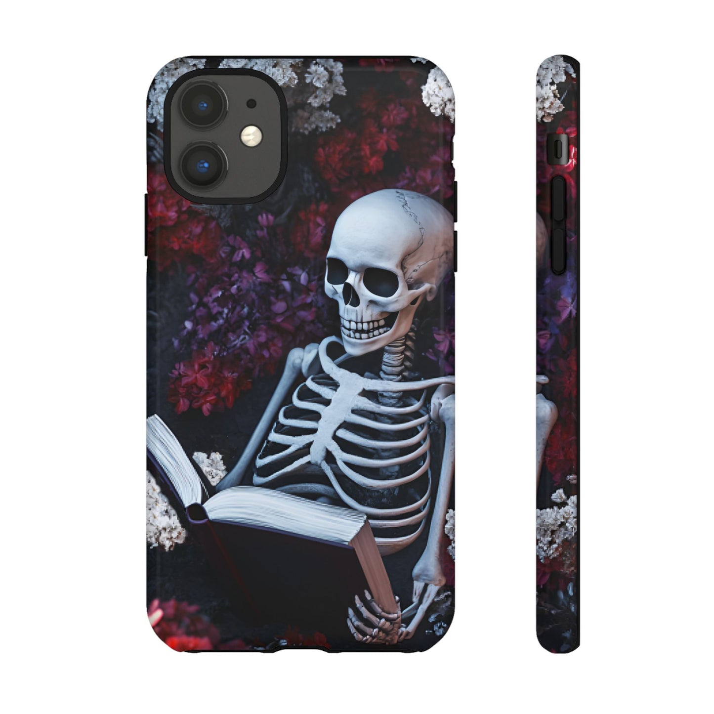 Skeleton Reading Book Phone Case - Bookish Halloween Phone Cases - iPhone 16 15 14 13 12 11, Samsung Galaxy & Google Pixel Phone Covers - Boo and Bewear