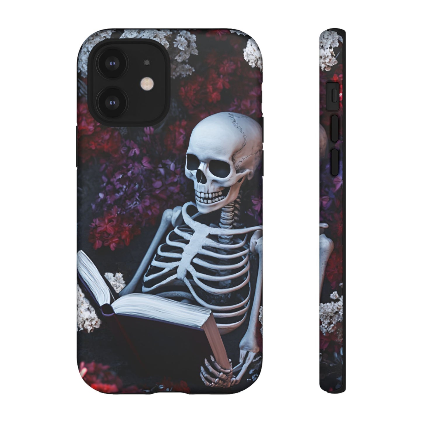 Skeleton Reading Book Phone Case - Bookish Halloween Phone Cases - iPhone 16 15 14 13 12 11, Samsung Galaxy & Google Pixel Phone Covers