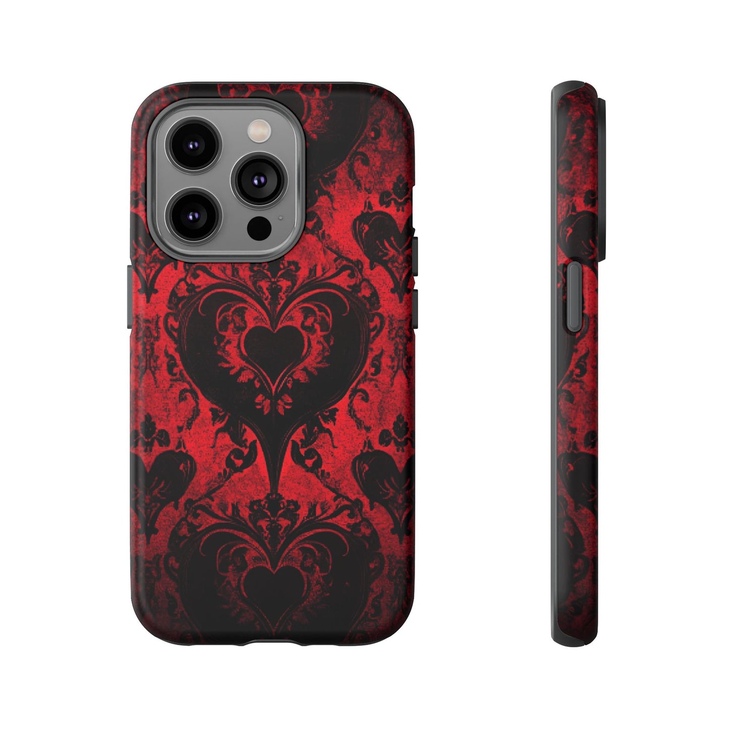 Gothic Dark Romance Phone Case - Black Hearts Phone Cover - iPhone 16 15 14 13 12 11, Samsung Galaxy & Google Pixel Phone Covers