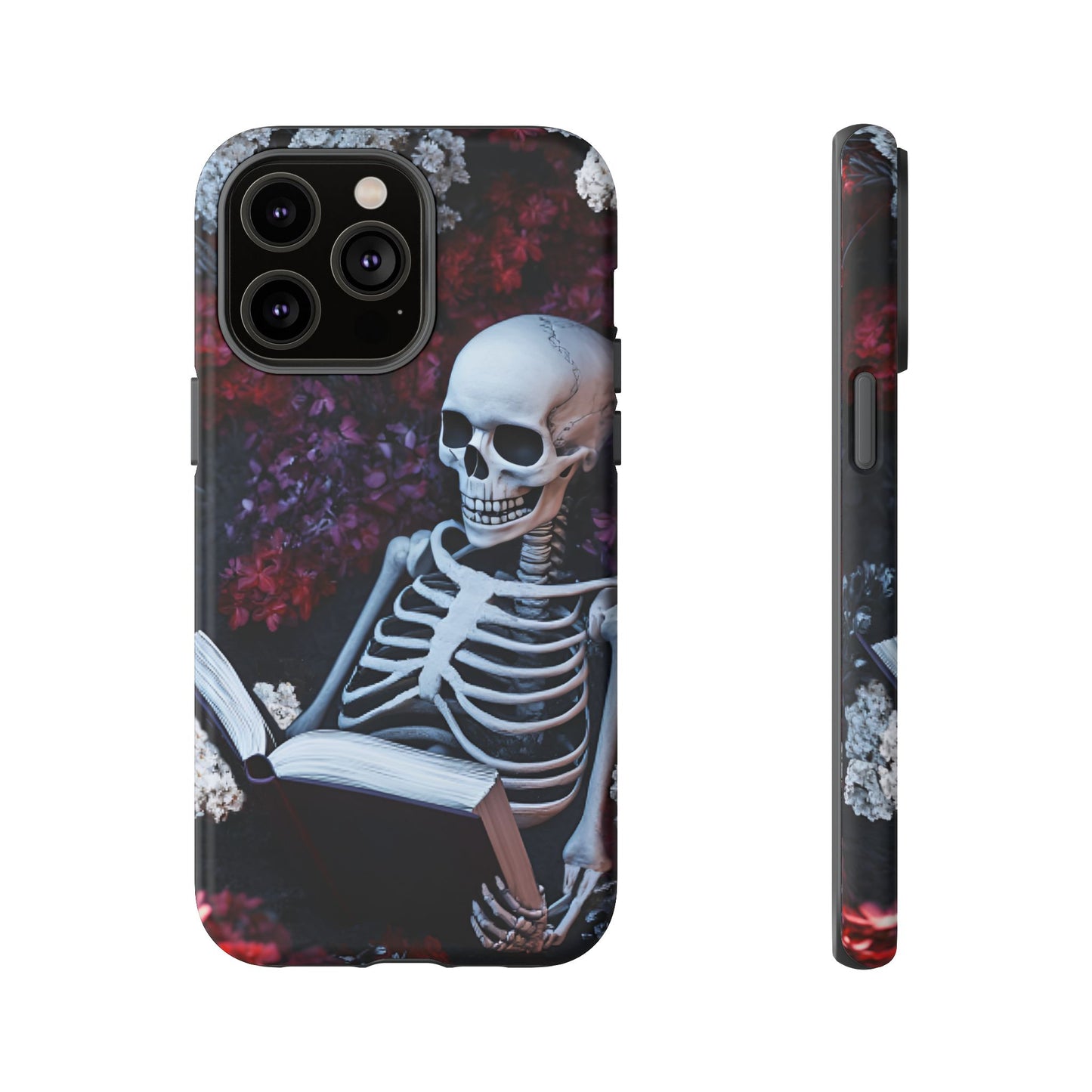 Skeleton Reading Book Phone Case - Bookish Halloween Phone Cases - iPhone 16 15 14 13 12 11, Samsung Galaxy & Google Pixel Phone Covers